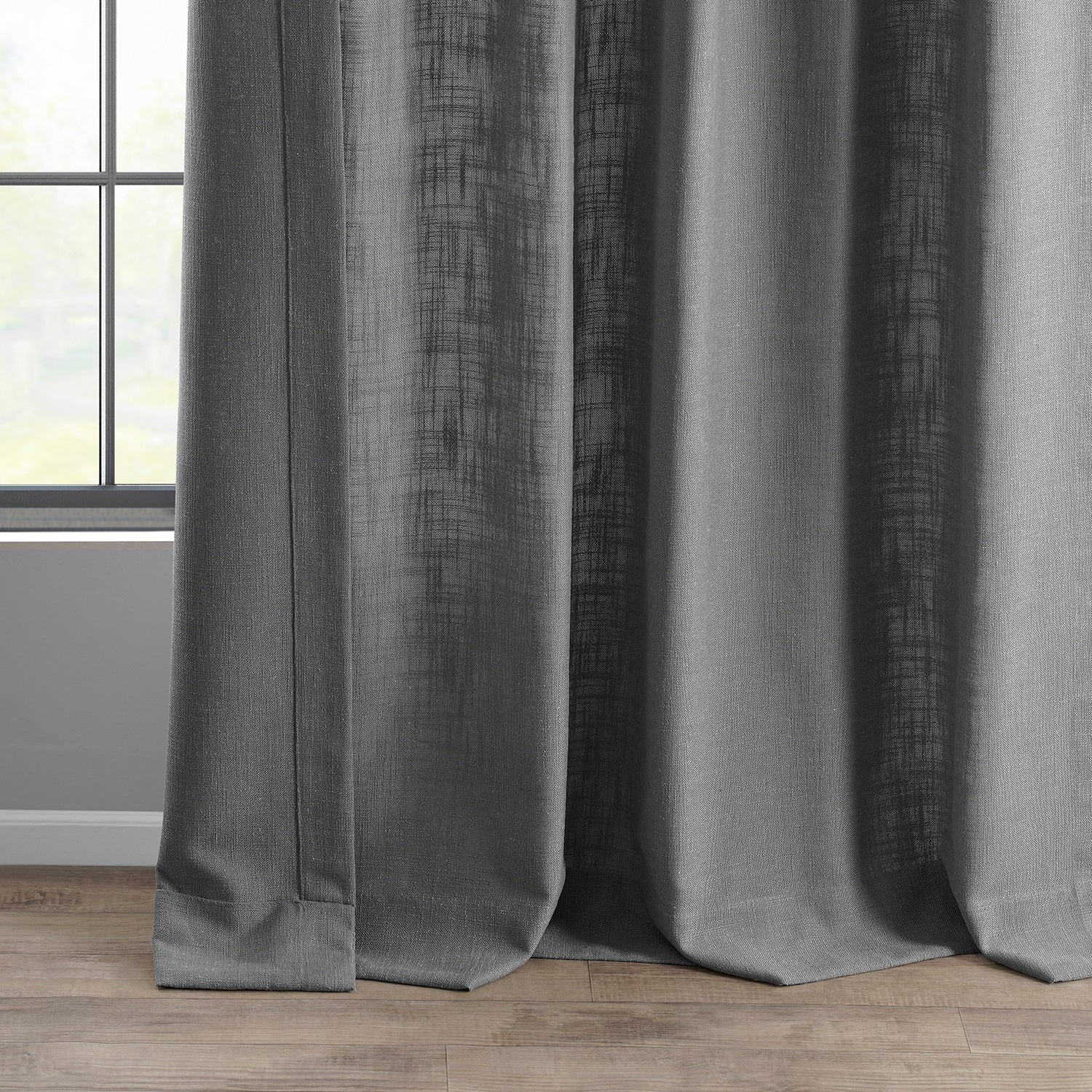 Exclusive Fabrics Heavy Faux Linen Light Filtering Curtains For Bedroom, Living Room (1 Panel)