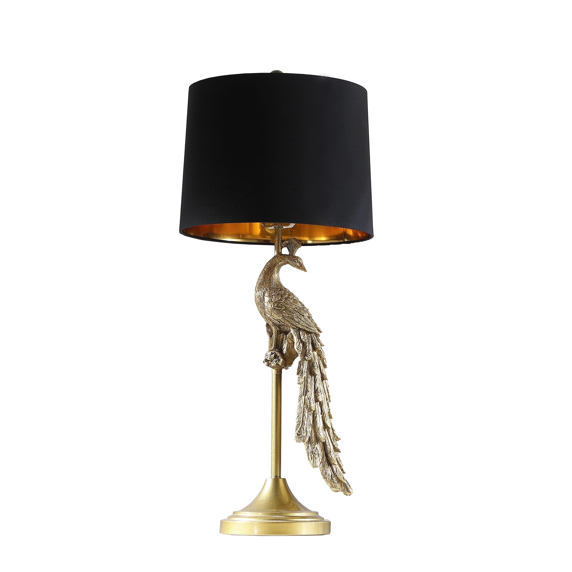 Modern Golden Peacock Polyresin Table Lamp