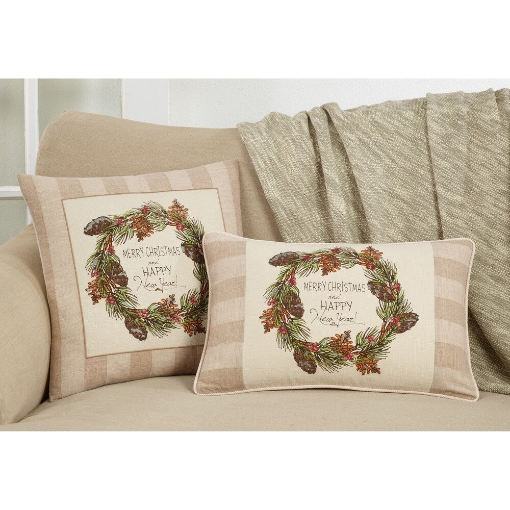 Throw Pillow With Merry Christmas & Happy New Year Design