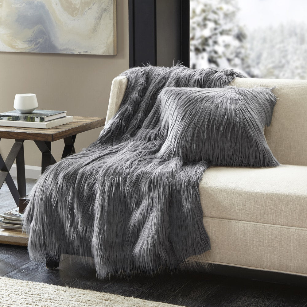 Madison Park Adelaide Luxury Faux Fur Year Round Premium Throw