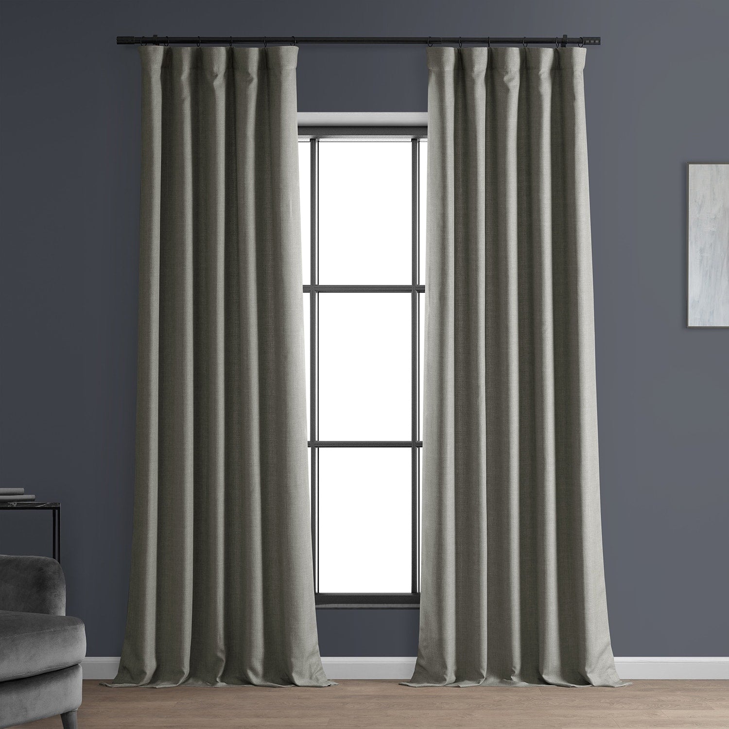 Exclusive Fabrics Italian Faux Linen Room Darkening Curtains for Bedroom & Living Room Curtains - Single Panel Window Curtains