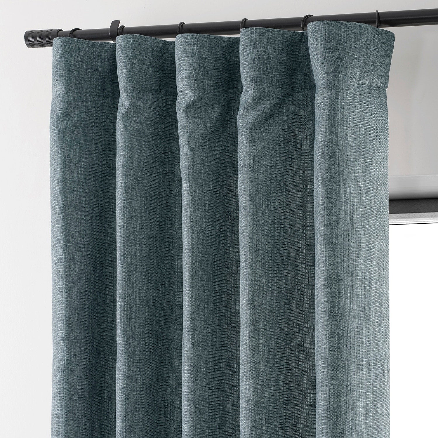 Exclusive Fabrics Italian Faux Linen Room Darkening Curtains for Bedroom & Living Room Curtains - Single Panel Window Curtains