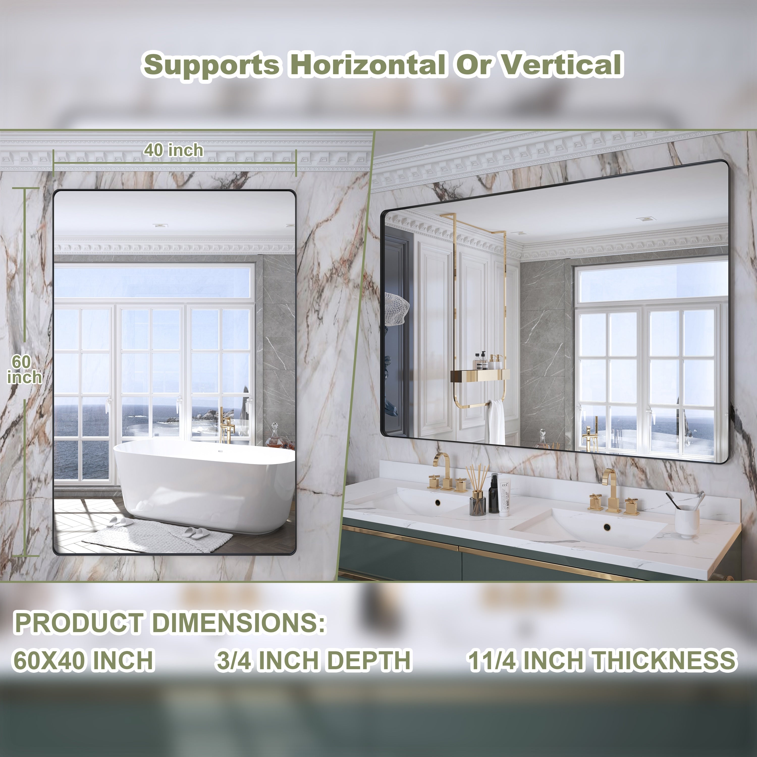 Framed Wall Mounted Bathroom Vanity Mirror