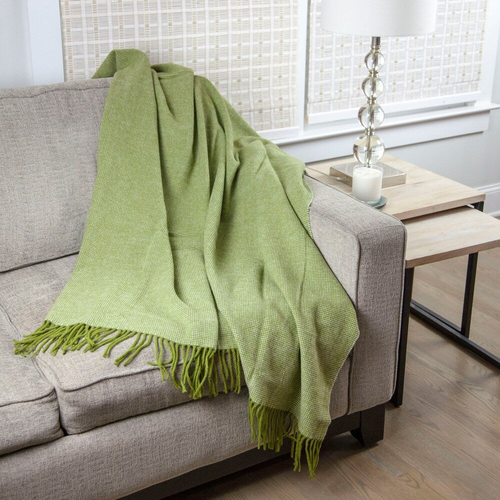 Calyx Interiors Checked Lambswool Blend Throw Blankets Brick/cream with fringe