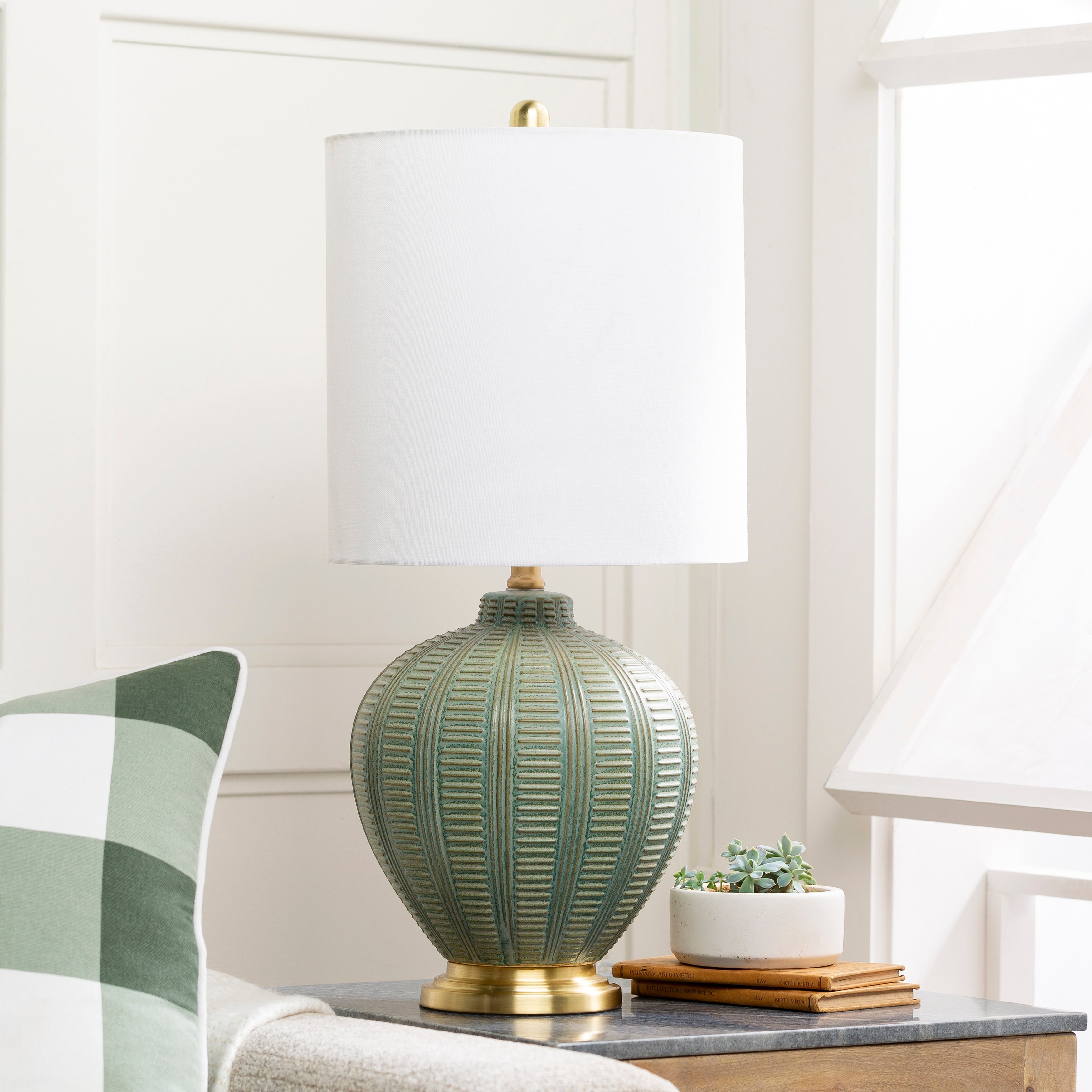 Livabliss Ryanne Transitional Ceramic Table Lamp - 26H x 12W x 12D