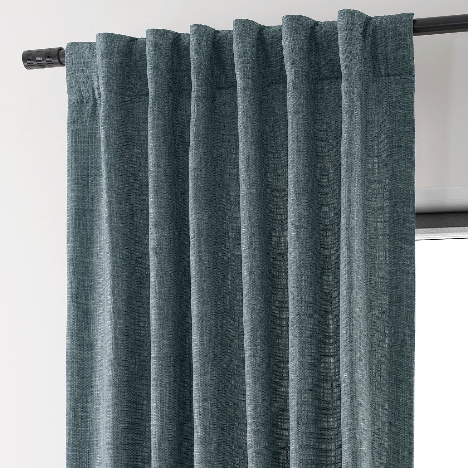 Exclusive Fabrics Italian Faux Linen Room Darkening Curtains for Bedroom & Living Room Curtains - Single Panel Window Curtains