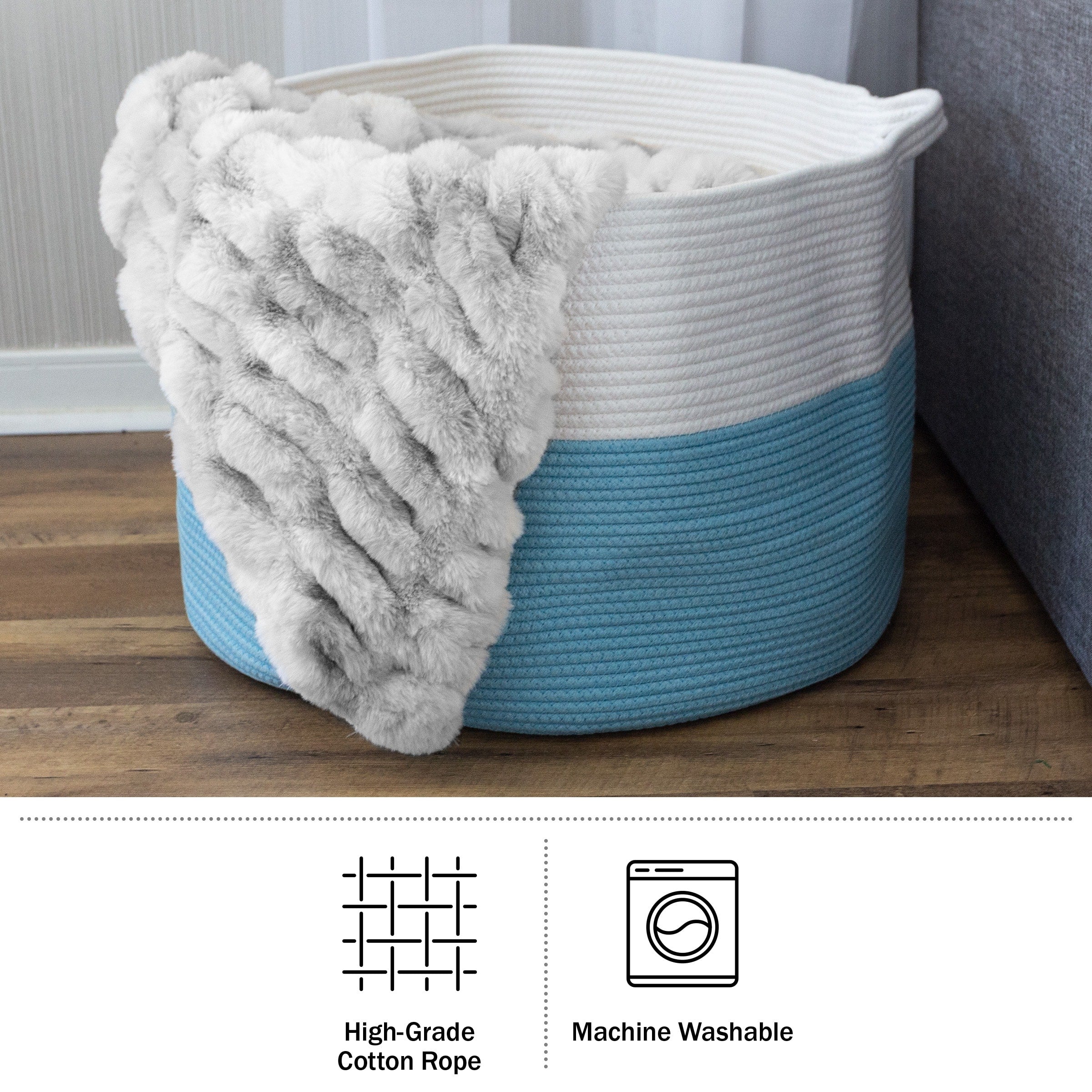 Extra-Large Basket - Cotton Rope Basket with Handles - Baskets for Organizing by Home-Complete