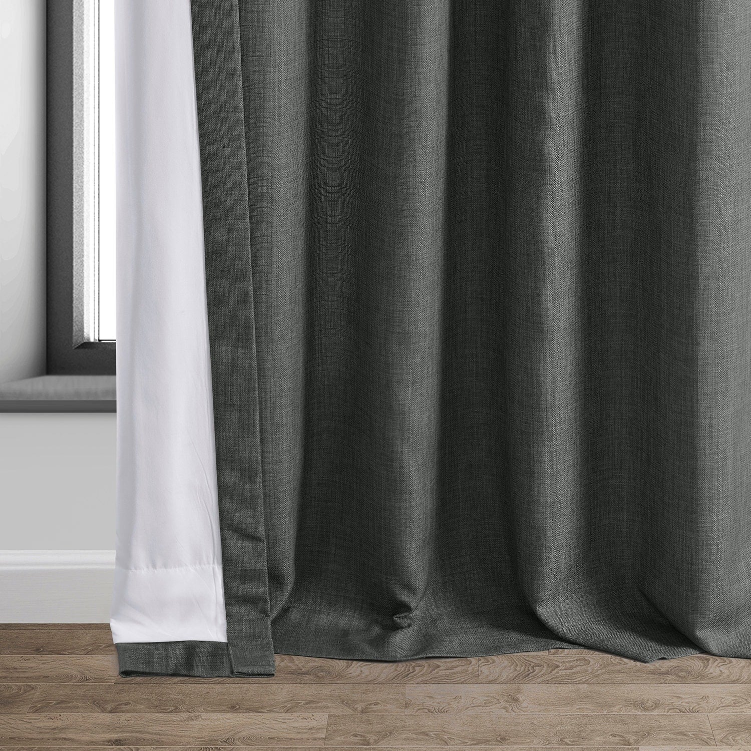 Exclusive Fabrics Italian Faux Linen Room Darkening Curtains for Bedroom & Living Room Curtains - Single Panel Window Curtains