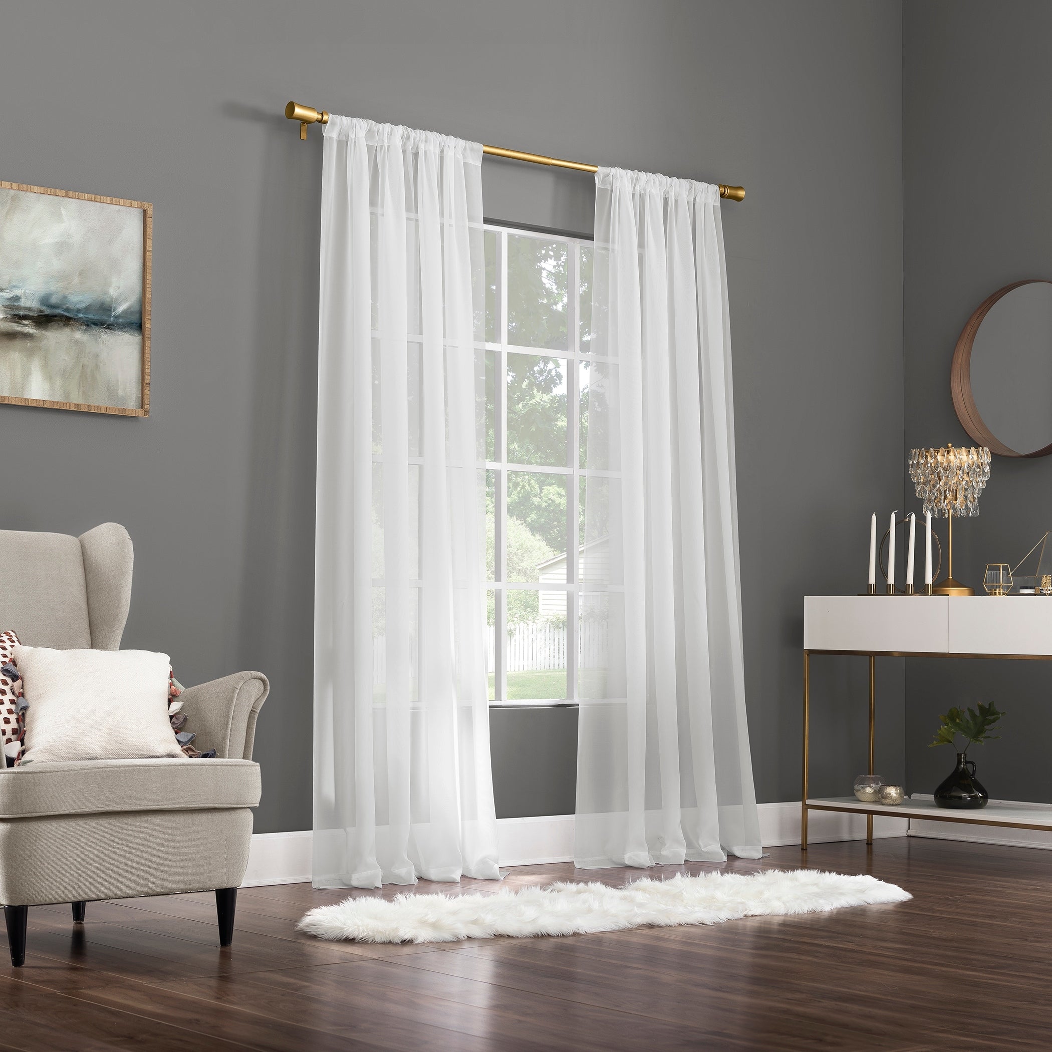 No. 918 Mallory Voile Sheer Rod Pocket Curtain Panel, Single Panel