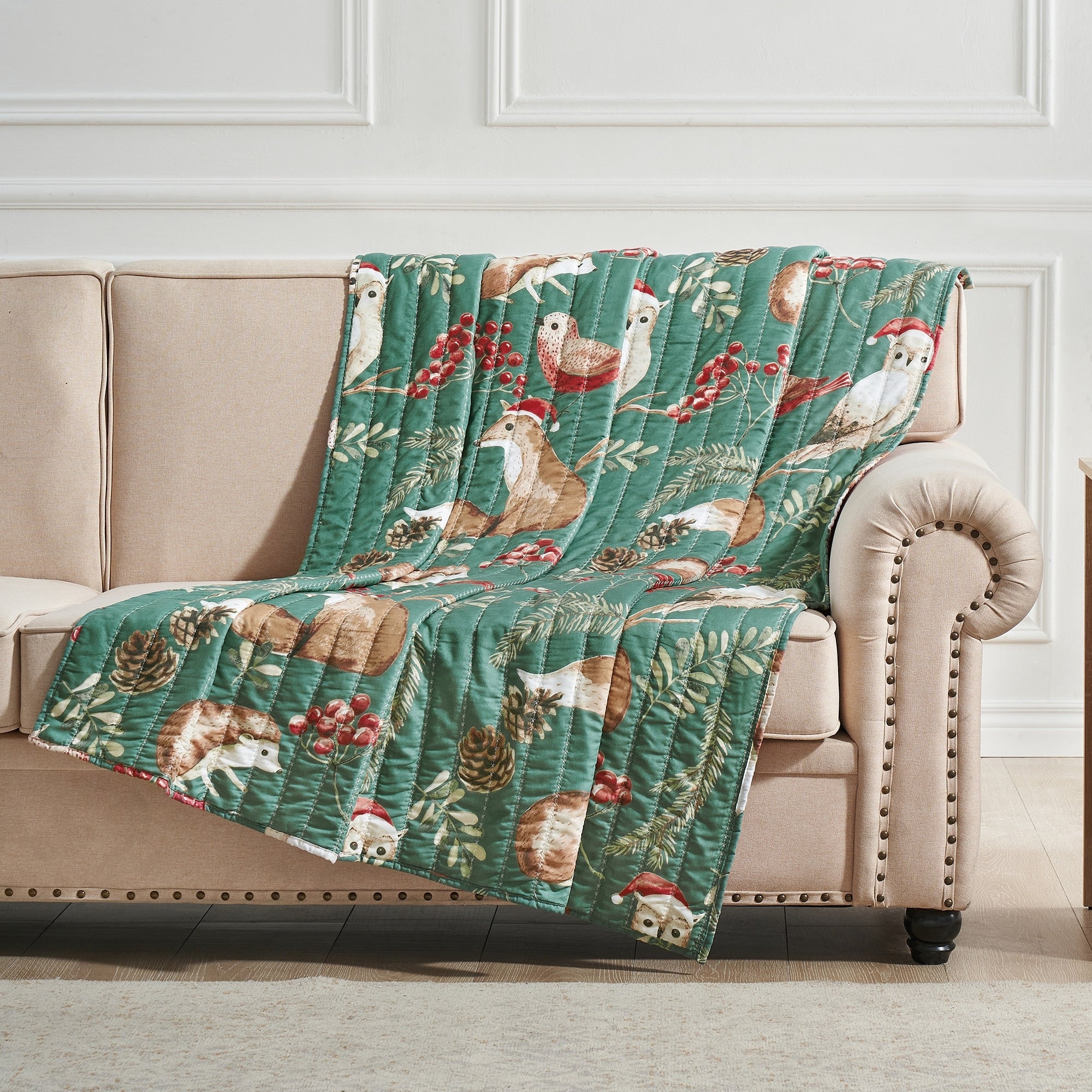 Porch & Den Morilon Forest Wildlife Quilted Throw