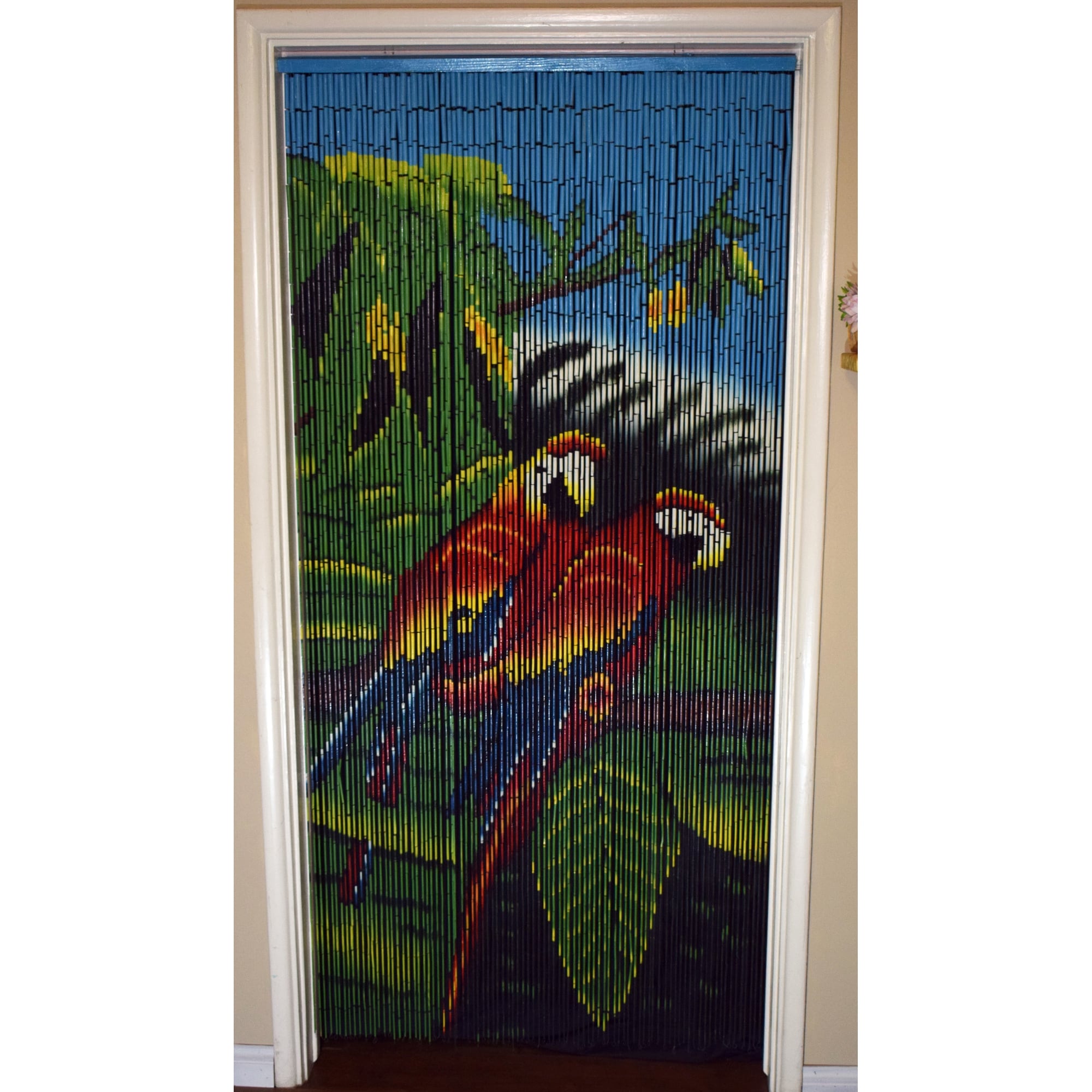 Twin Parrots Bamboo Beaded Curtain/ Room Partition