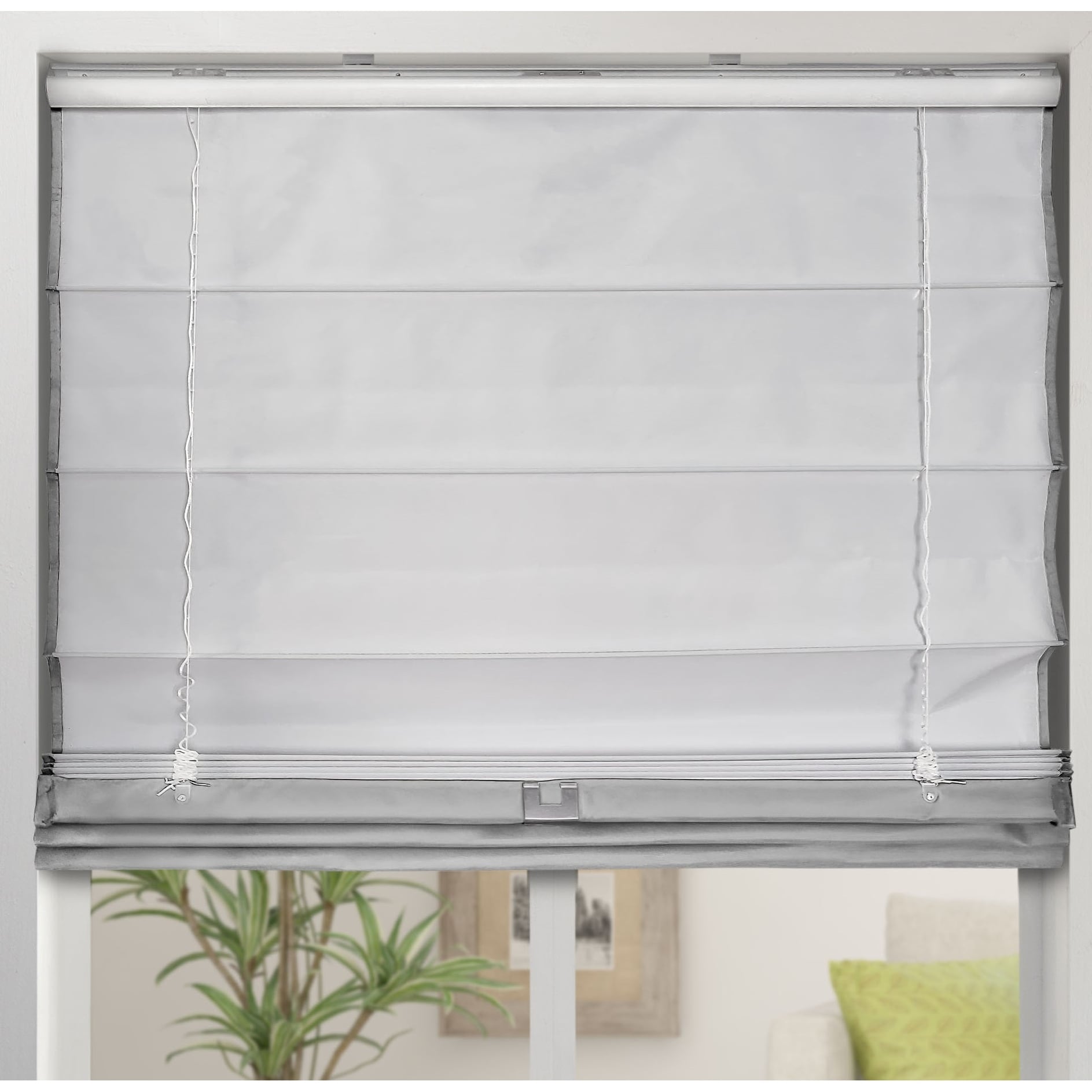 Arlo Blinds Gray Room Darkening Cordless Lift Fabric Roman Shades