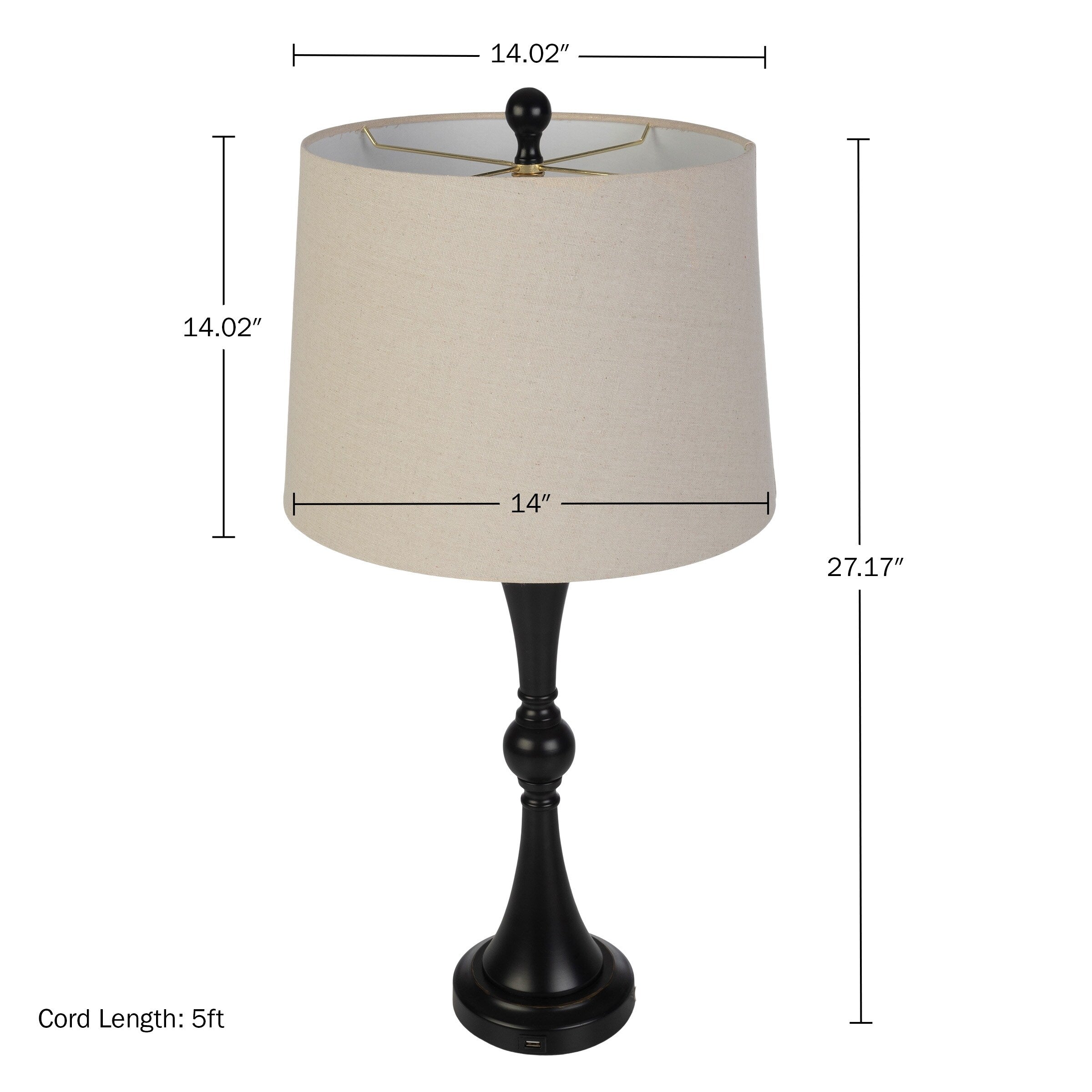 Lavish Home Table Lamps Set with USB Ports