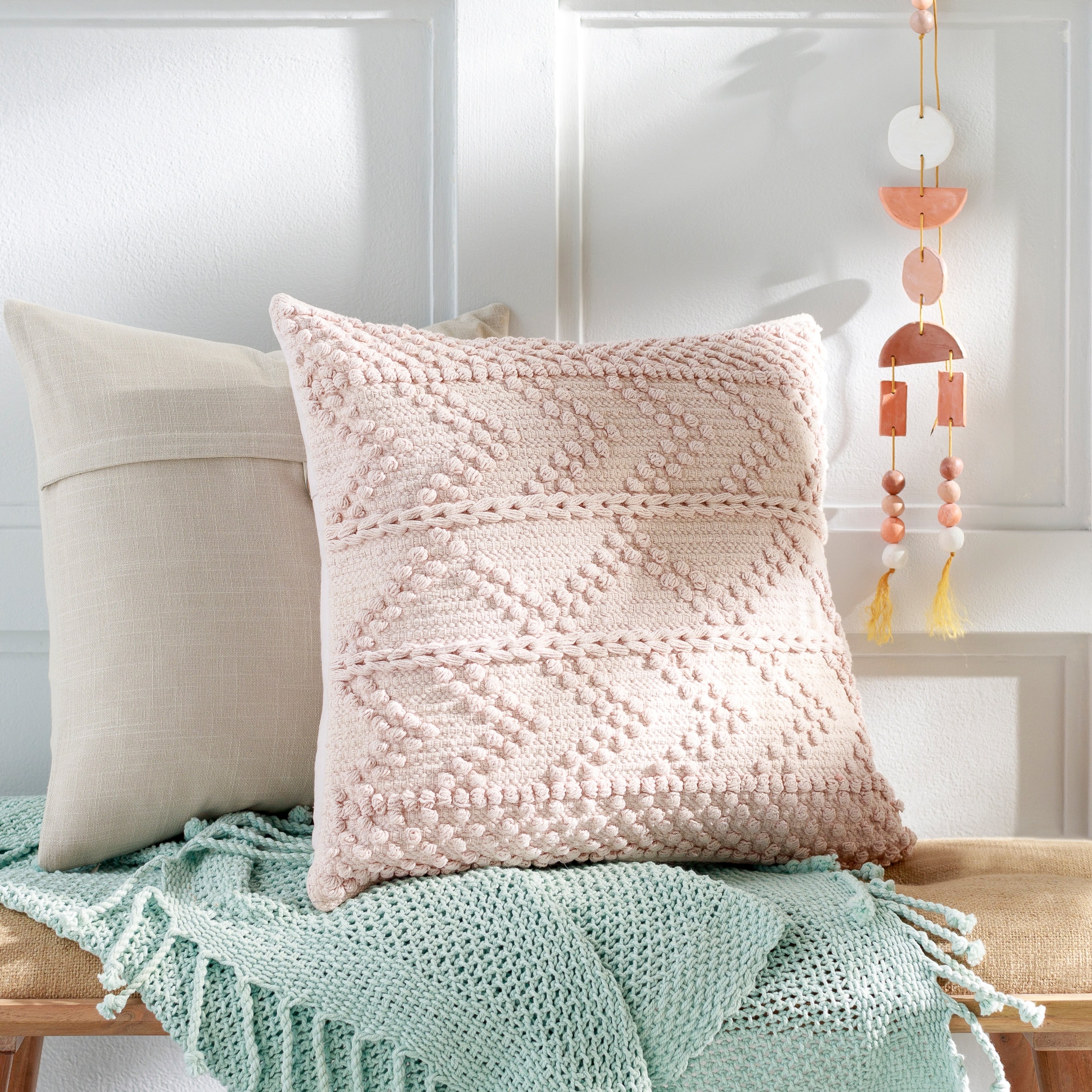 Livabliss Nadra Textured Chevron Bohemian Pillow