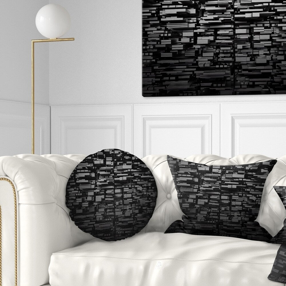 Designart 'Black 3D Geometric Background' Abstract Throw Pillow