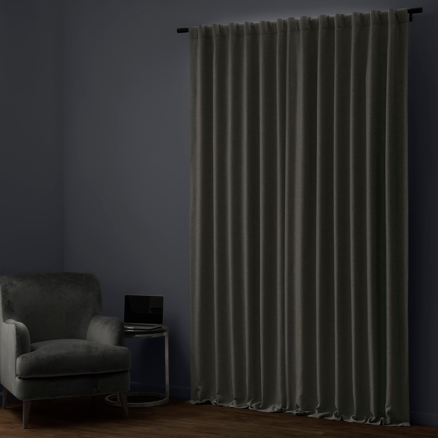 Exclusive Fabrics Faux Linen 100% Blackout Curtains Heat and Light Blocking - (1 Panel)