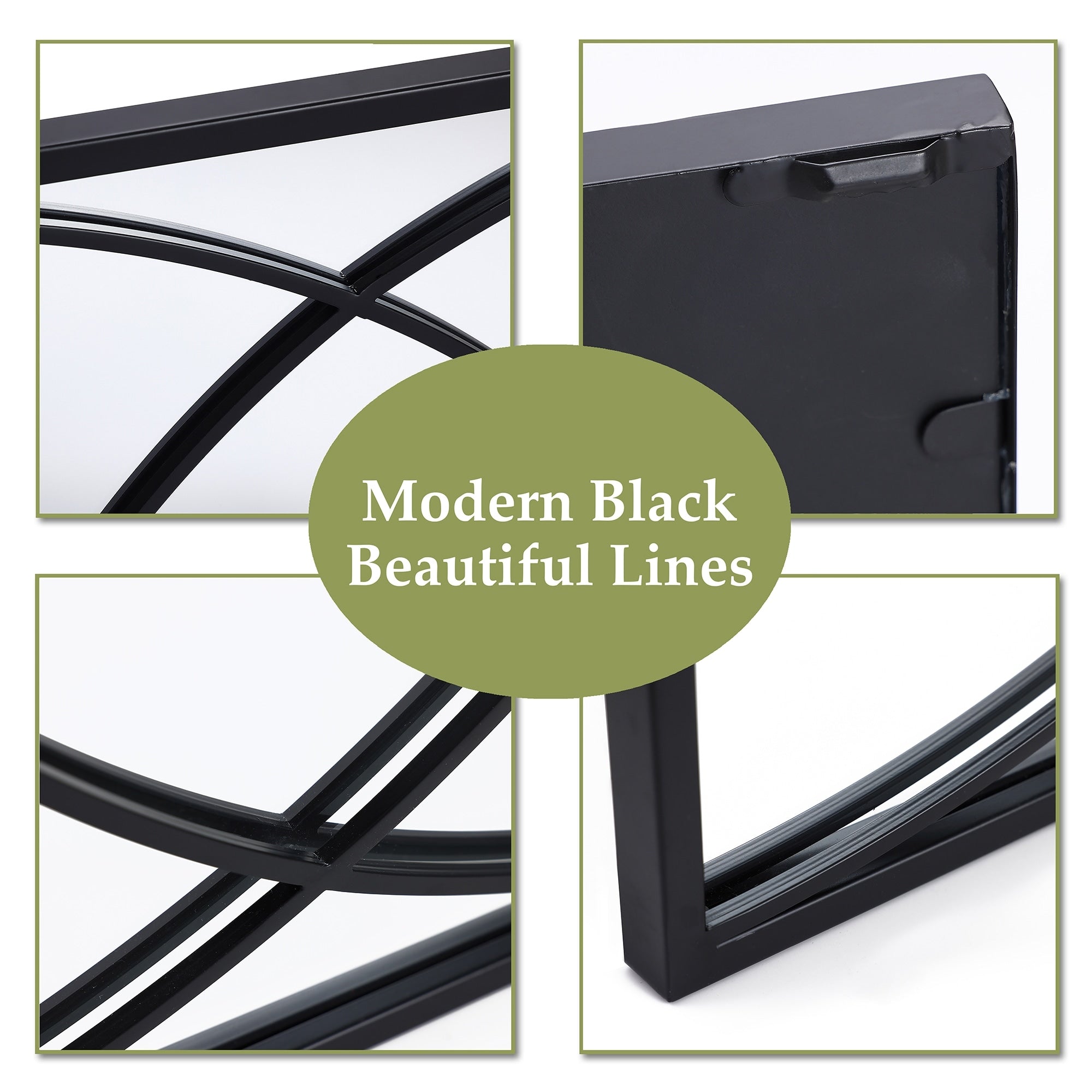 3-Piece Black Metal Rectangular Wall Mirror Set - 31.9 H x 15.75 W x 0.75 D