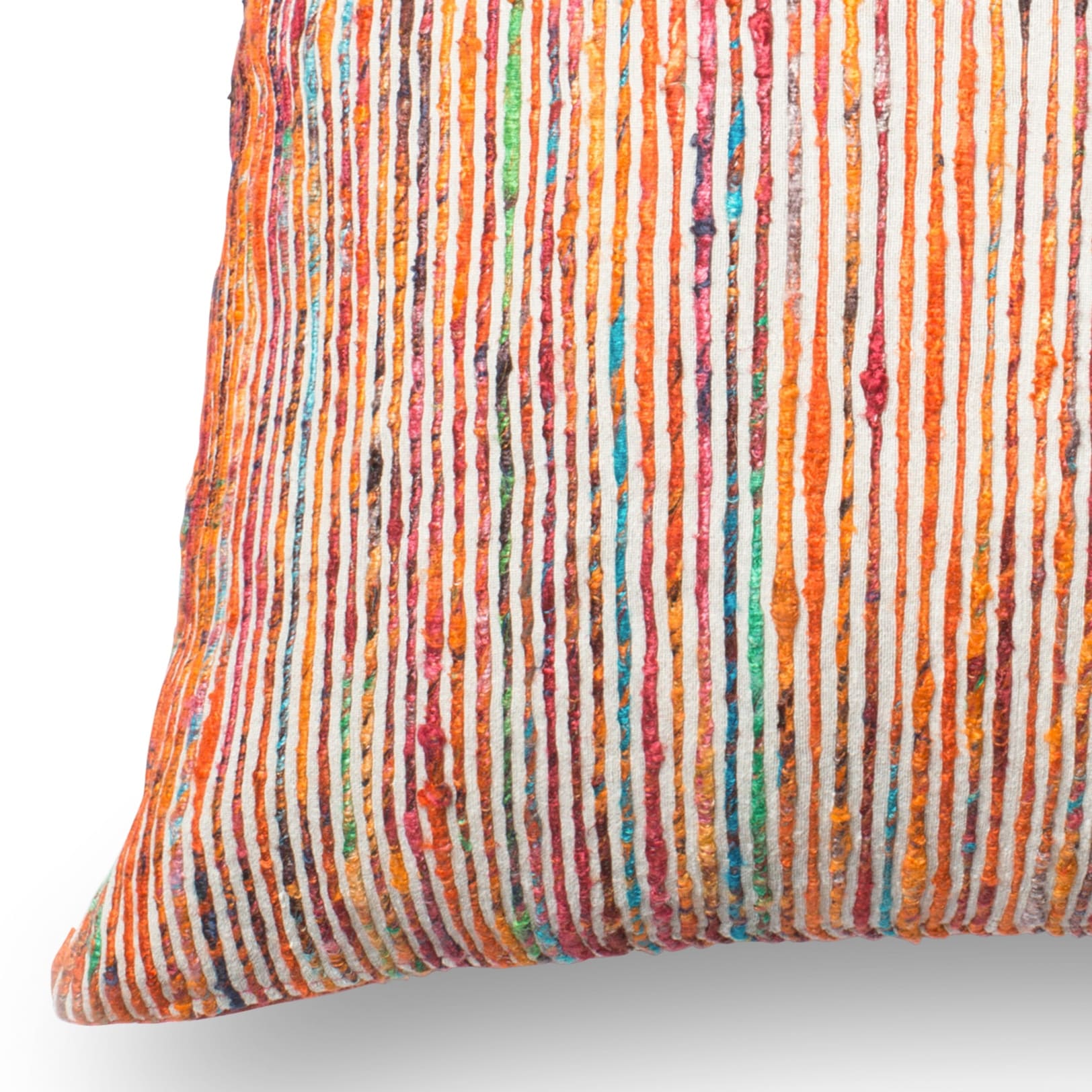 Recycled Sari Silk Stripe Square 22-inch Throw Pillow or Pillow Cover