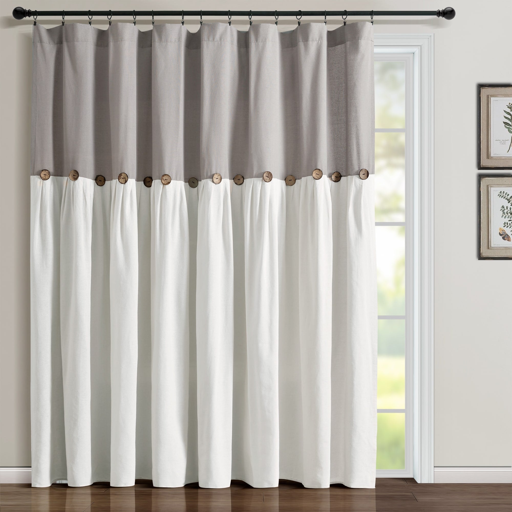 Lush Decor Linen Button Single Panel Window Curtain