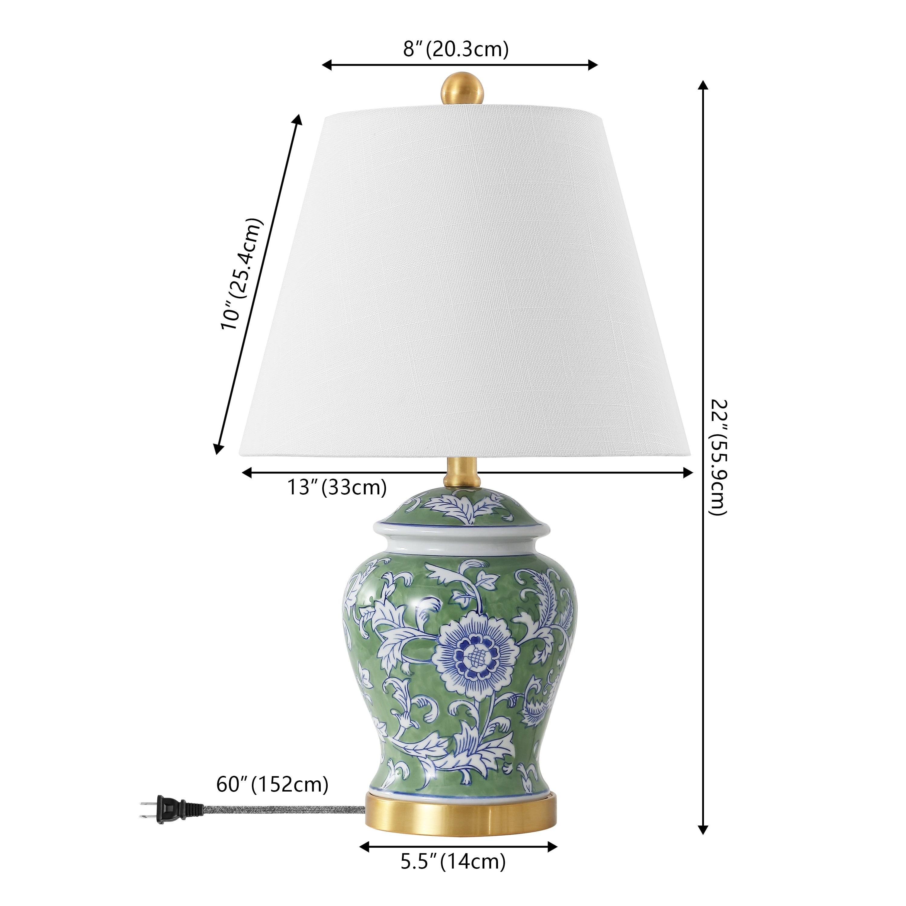 Penelope 22 Chinoiserie LED Table Lamp, Blue/White by JONATHAN Y