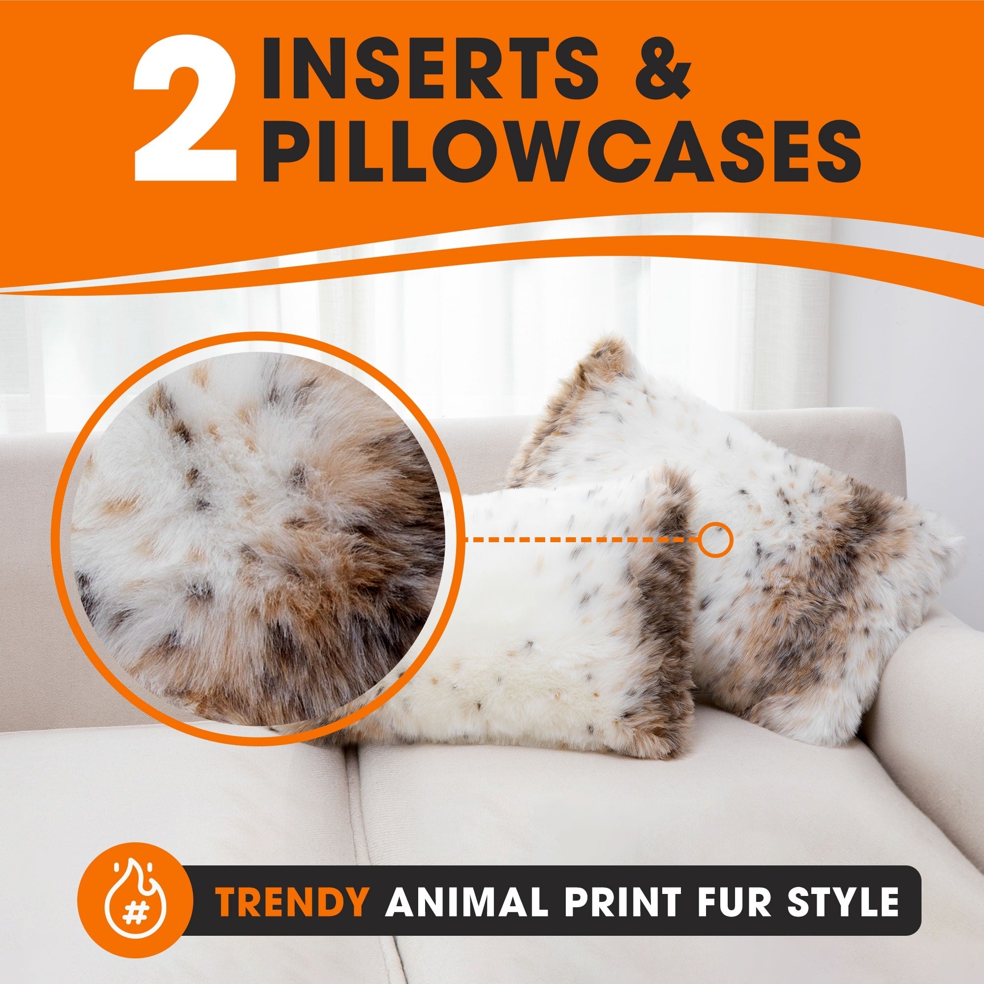 Cheer Collection Set of 2 Animal Fur Throw Pillows