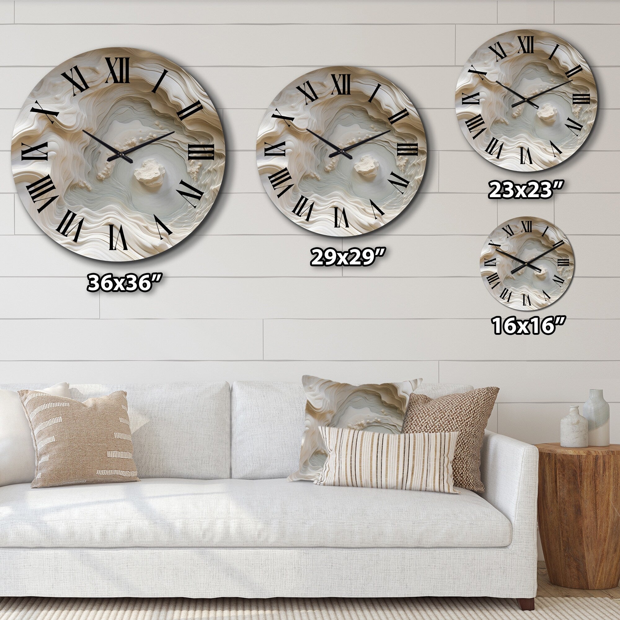 Designart Cream Spiral Nebula II Abstract Spirals Oversized Wall Clock