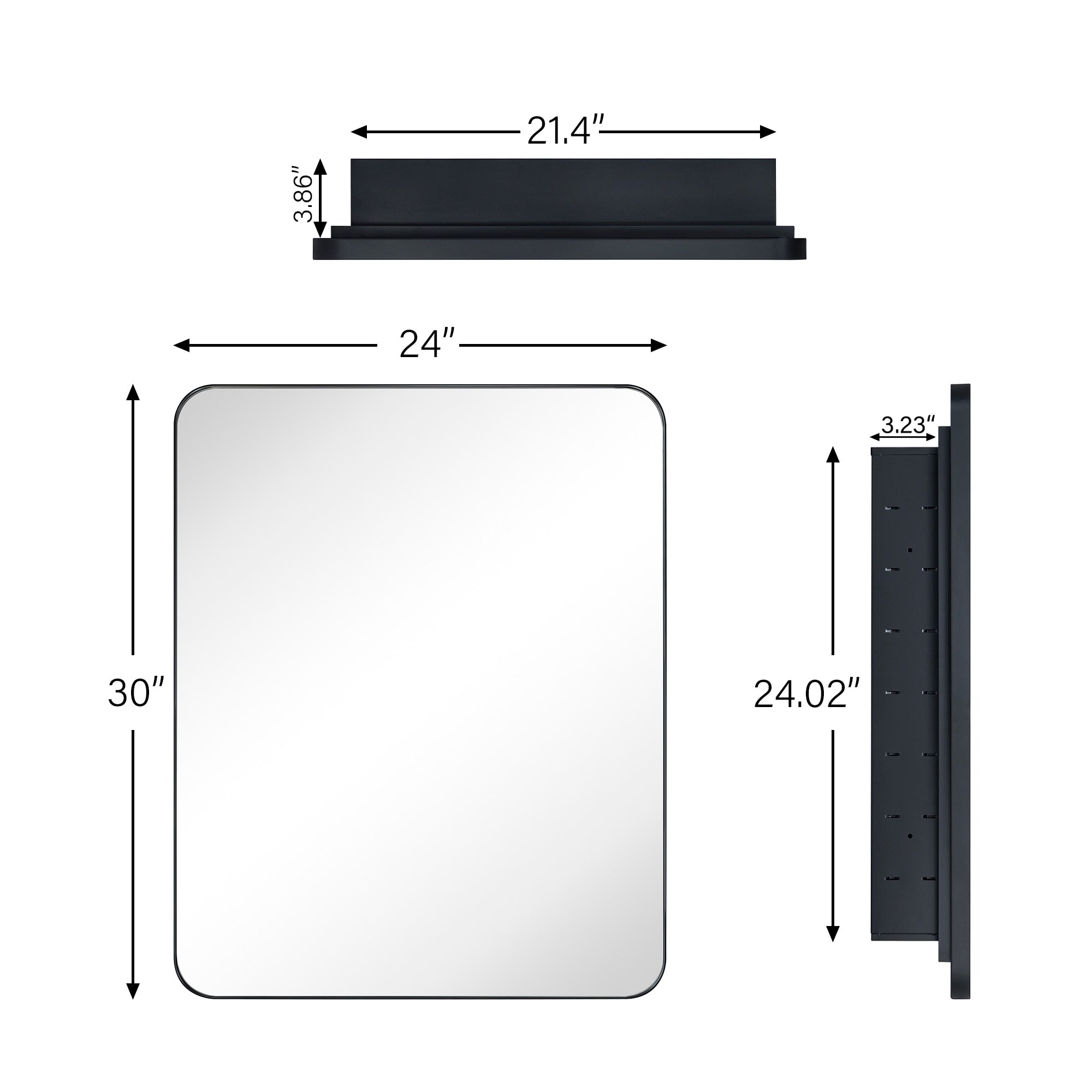 TEHOME WH Recessed Framed Medicine Cabinet with Mirror and Adjustable Shelves