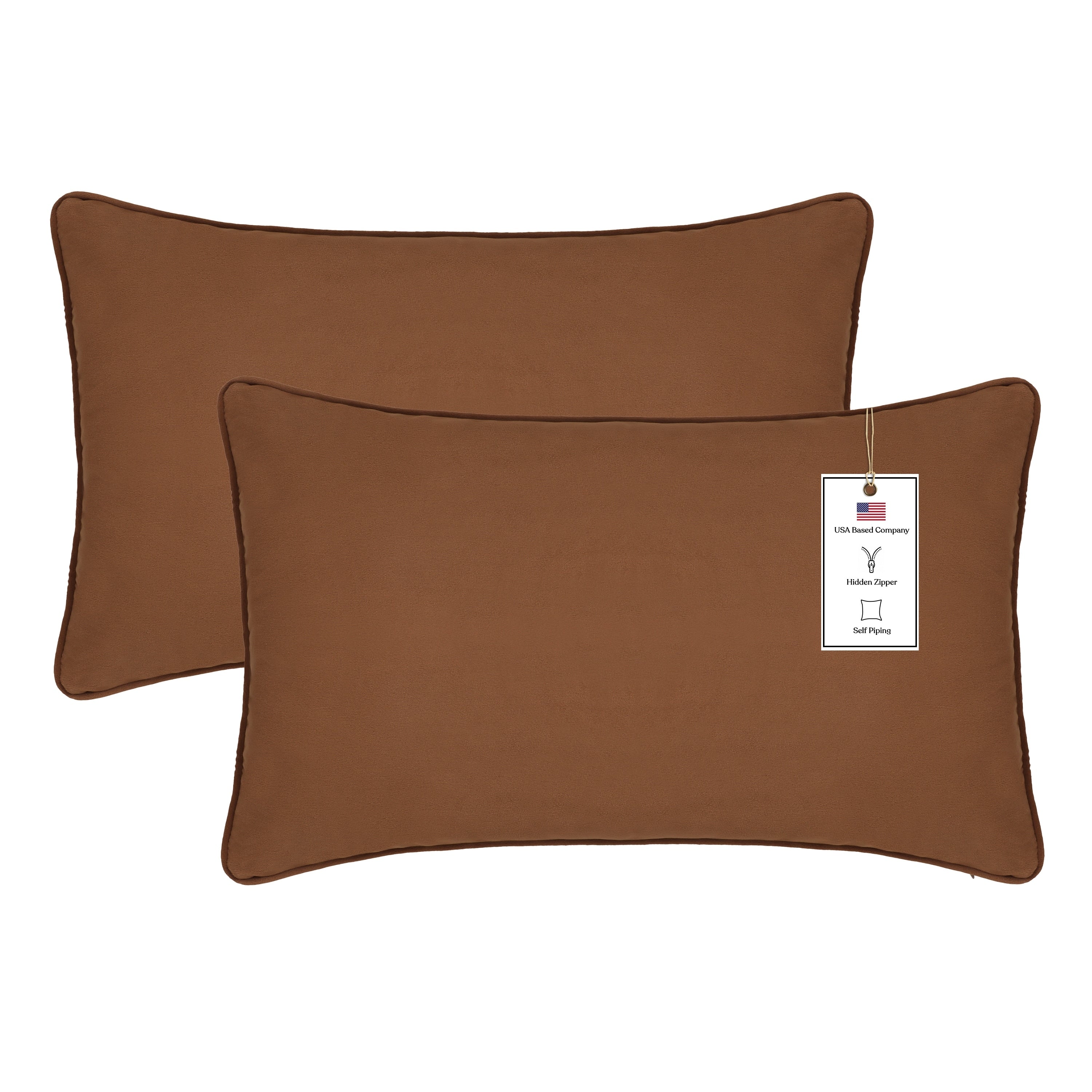 A1HC Set of 2 Luxurious Fine Soft Velvet Throw Pillow Covers Only, For Sofas, Beds, Vibrant Colors and Hidden Zipper