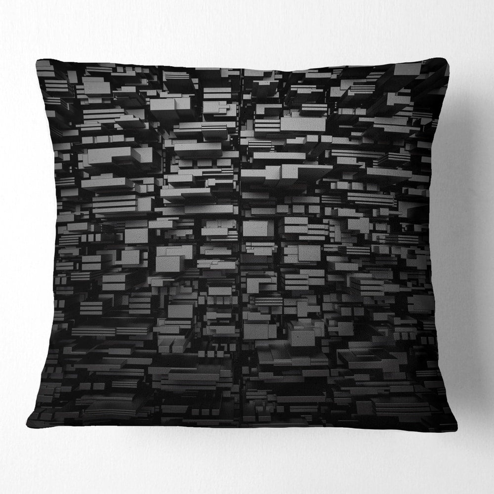 Designart 'Black 3D Geometric Background' Abstract Throw Pillow