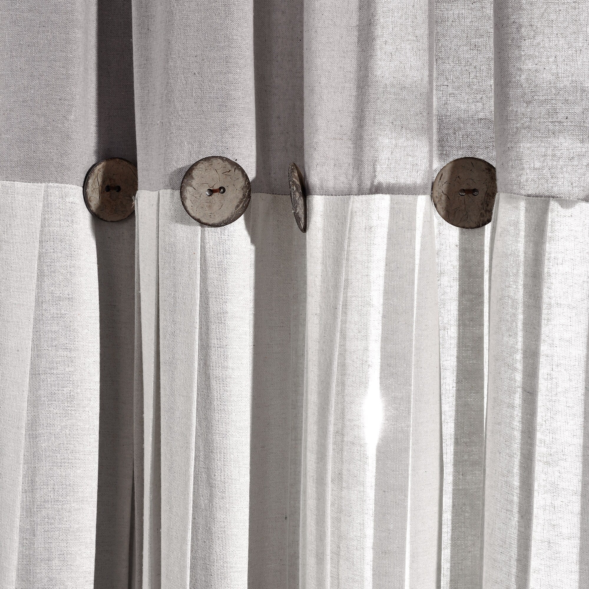 Lush Decor Linen Button Single Panel Window Curtain