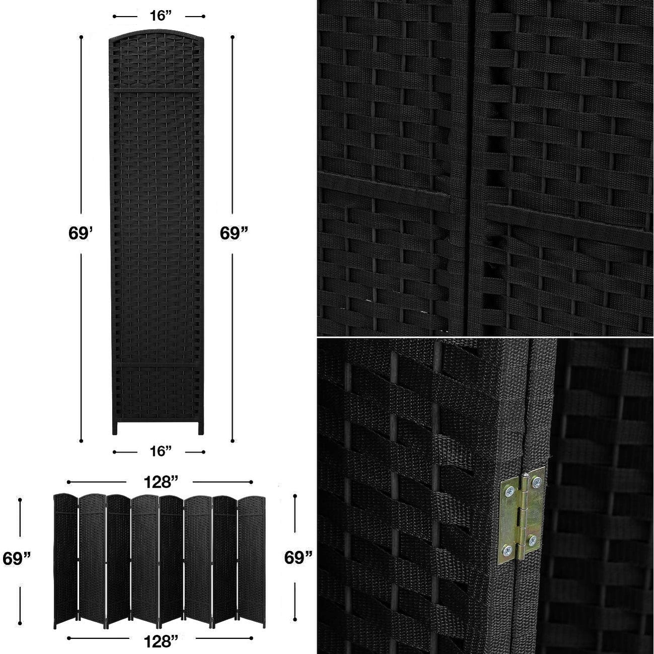 Room Divider Folding Privacy Screen Tall Partition Foldable Wall Panel