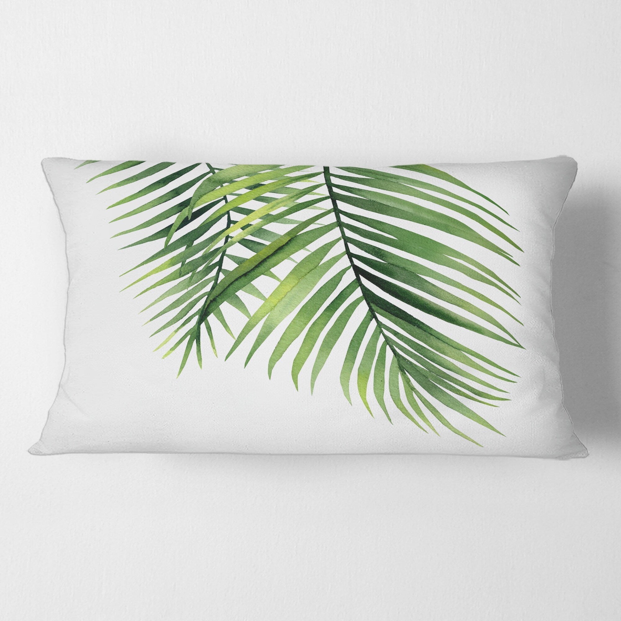 Designart 'Detail Tropical Palm Branches' Tropical Printed Throw Pillow