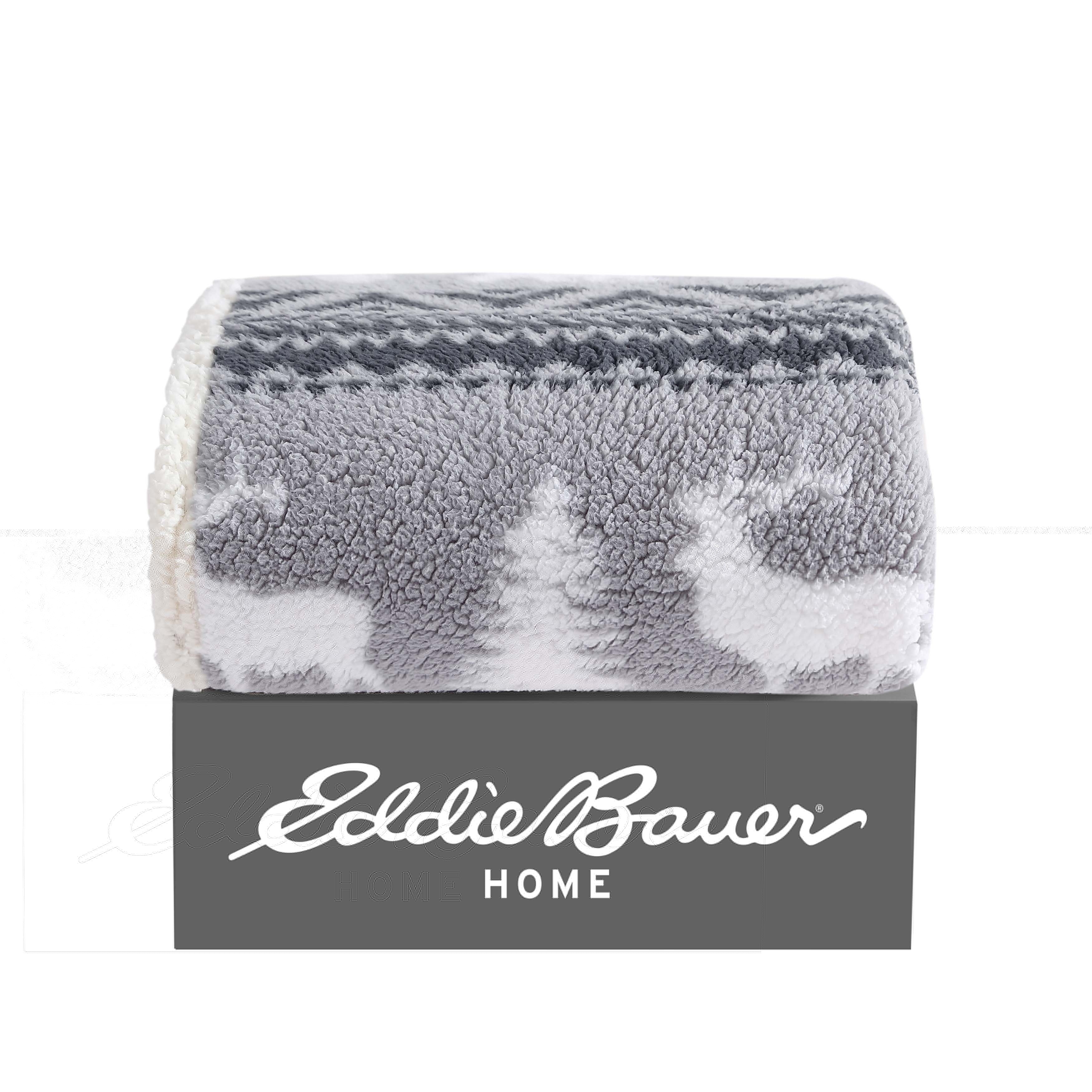 Eddie Bauer Printed Faux Shearling- Reversible Throw Blankets