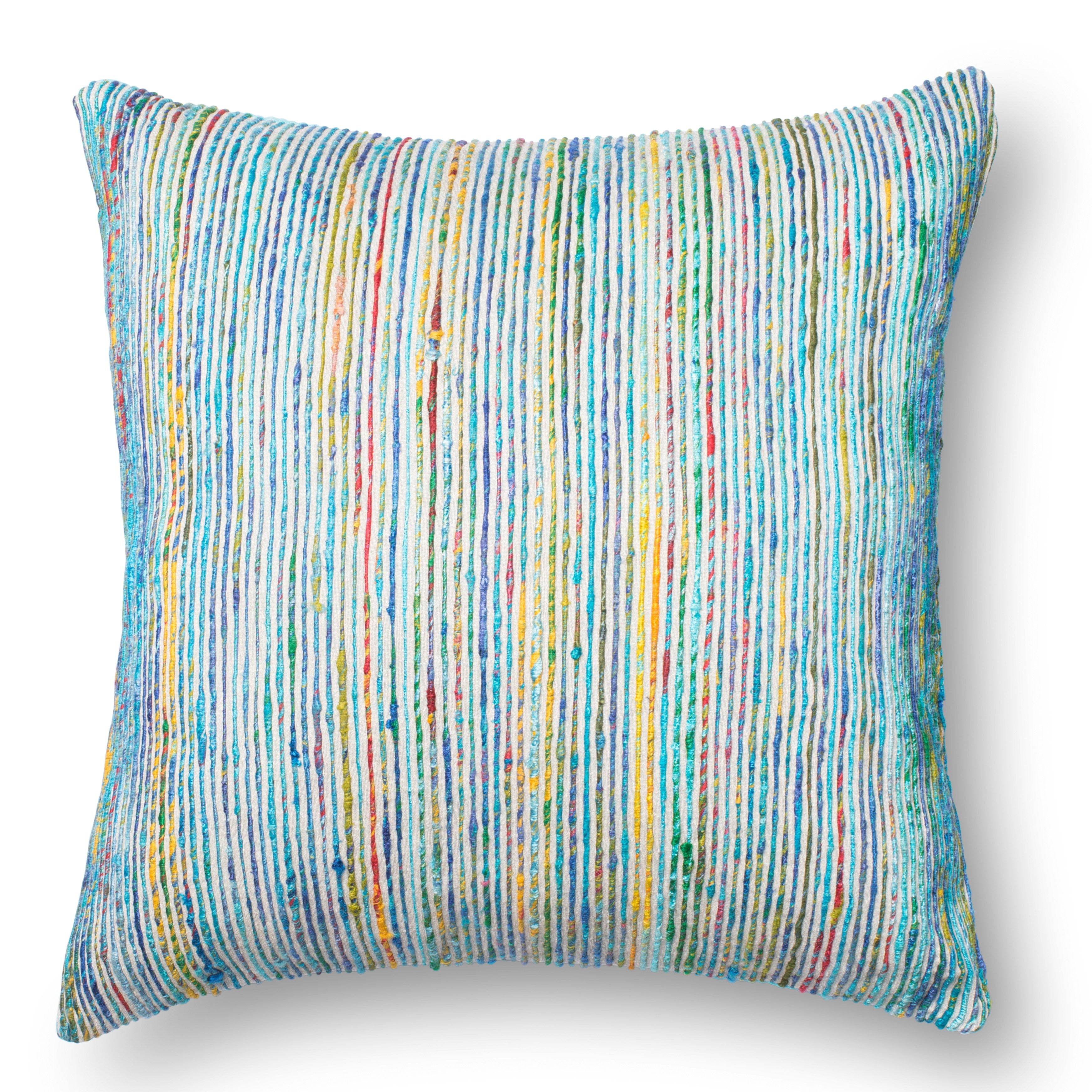 Recycled Sari Silk Stripe Square 22-inch Throw Pillow or Pillow Cover