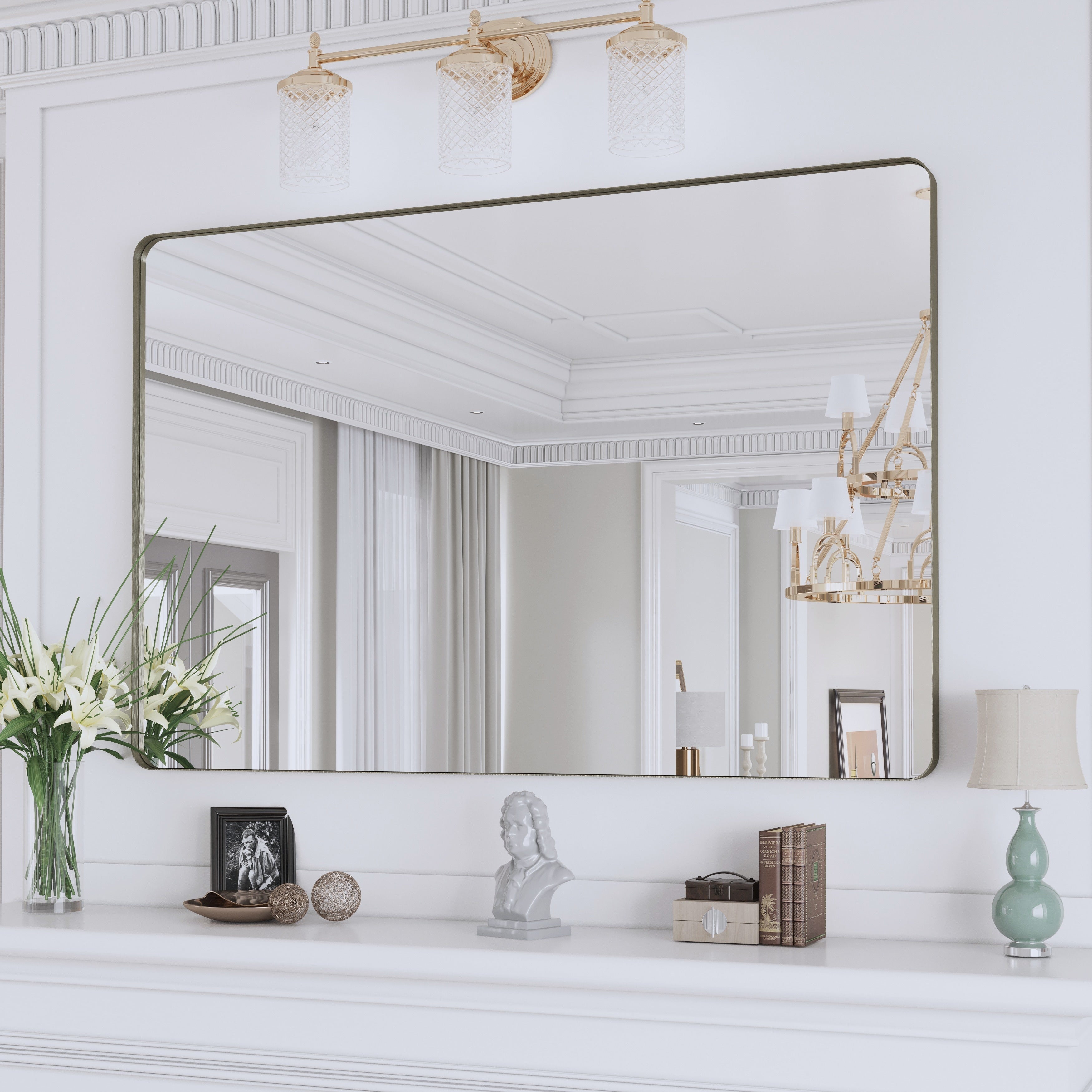 Framed Wall Mounted Bathroom Vanity Mirror