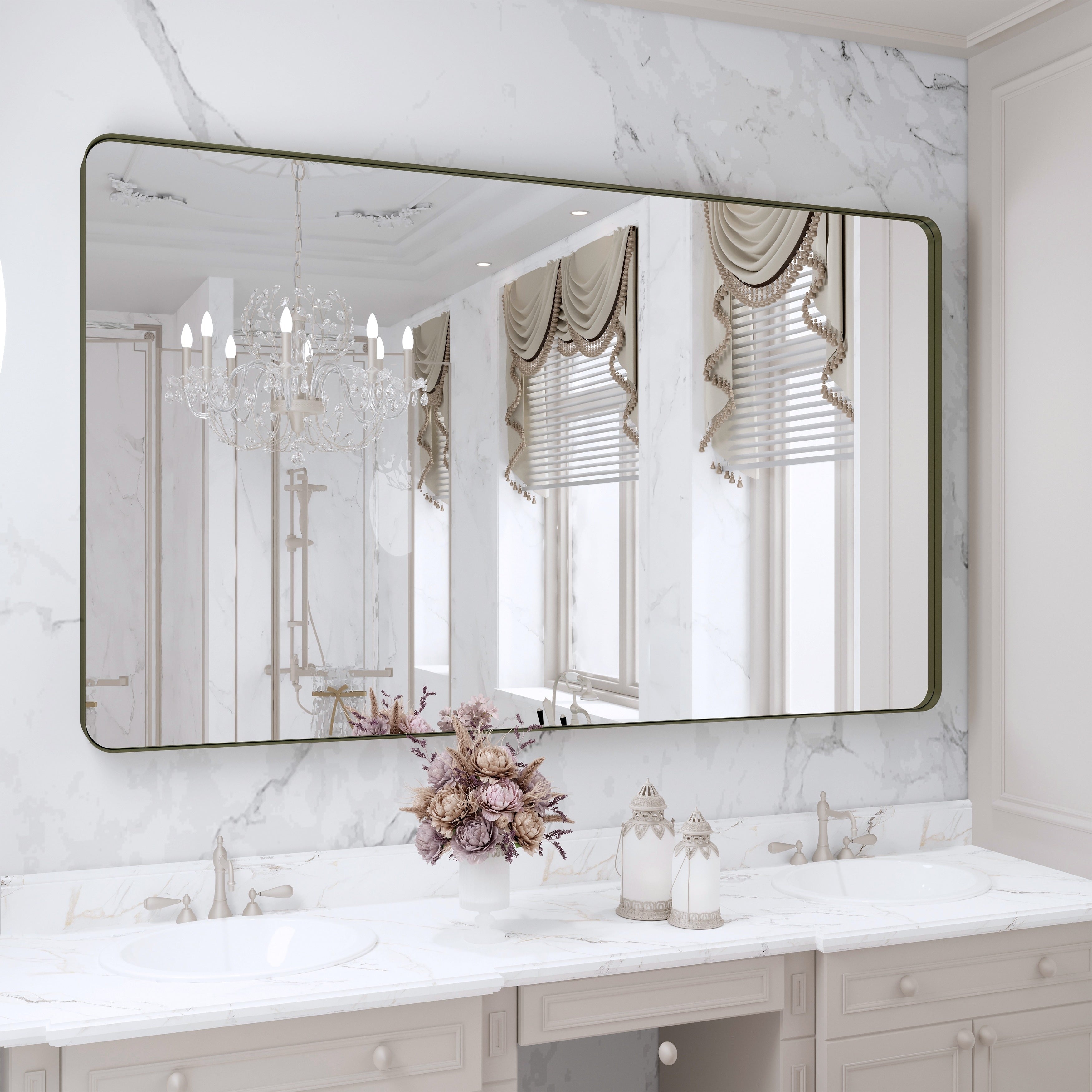 Framed Wall Mounted Bathroom Vanity Mirror