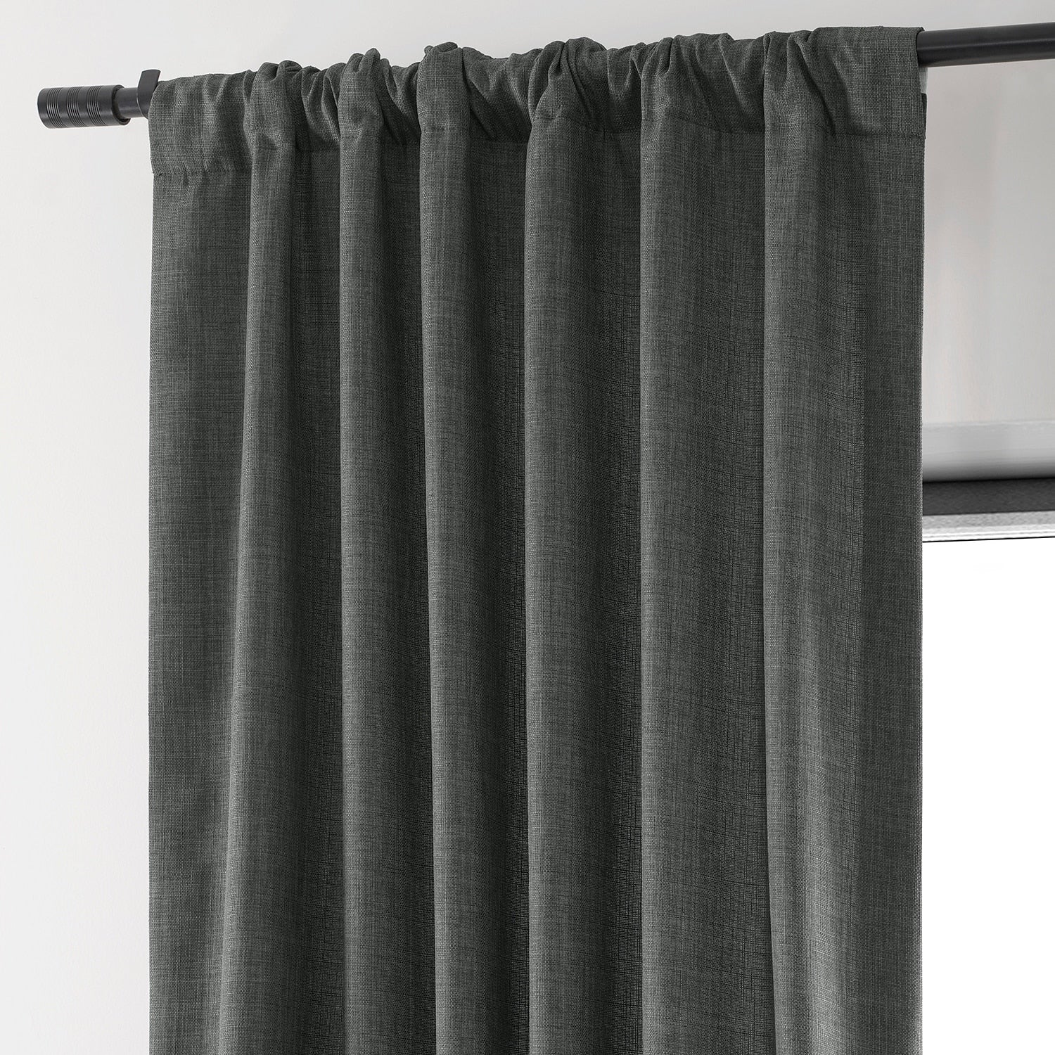 Exclusive Fabrics Italian Faux Linen Room Darkening Curtains for Bedroom & Living Room Curtains - Single Panel Window Curtains