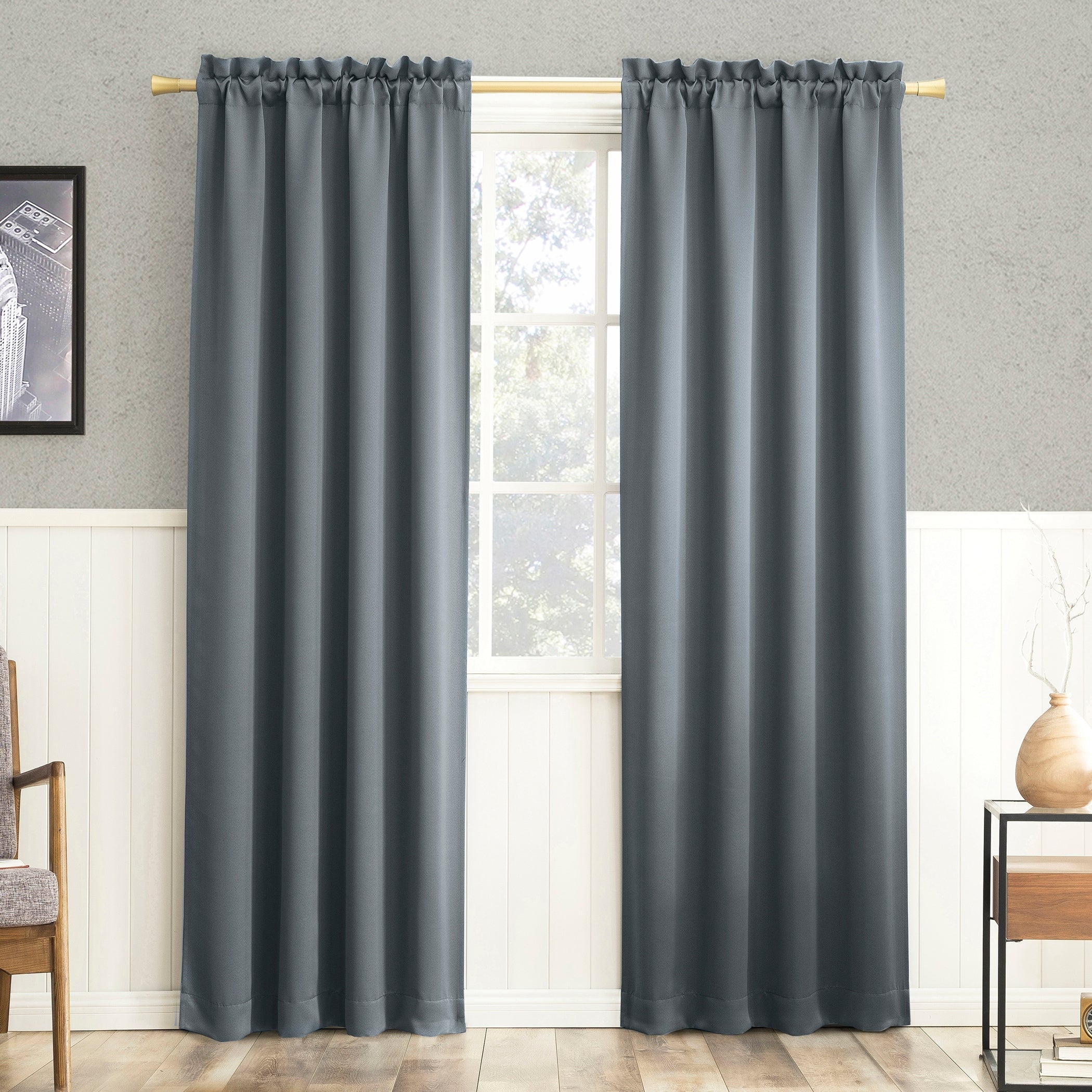 Sun Zero Hayden Energy Saving Blackout Rod Pocket 1-Piece Curtain Panel, Single Panel