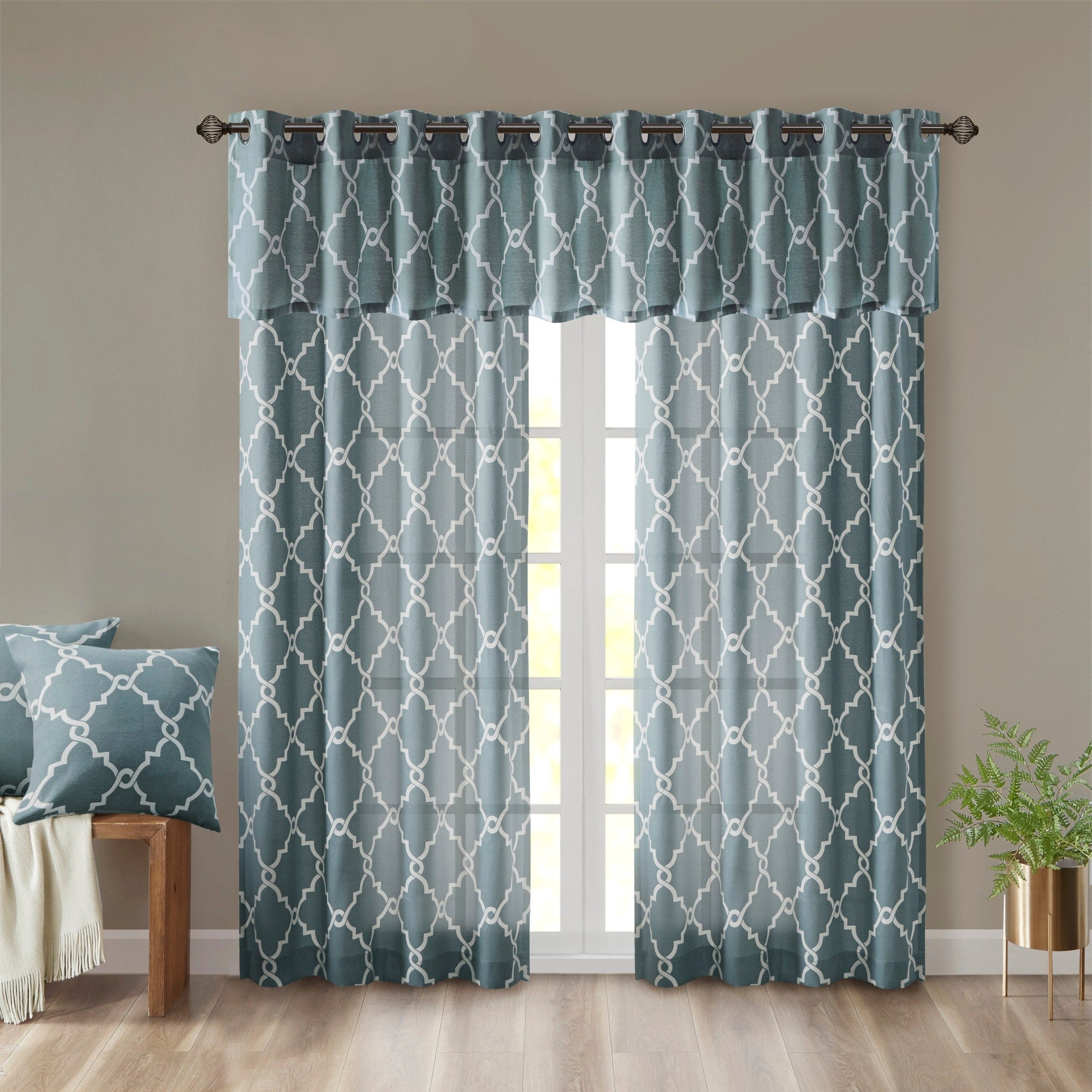 Madison Park Westmont Fretwork Print Grommet Top Window Single Curtain Panel