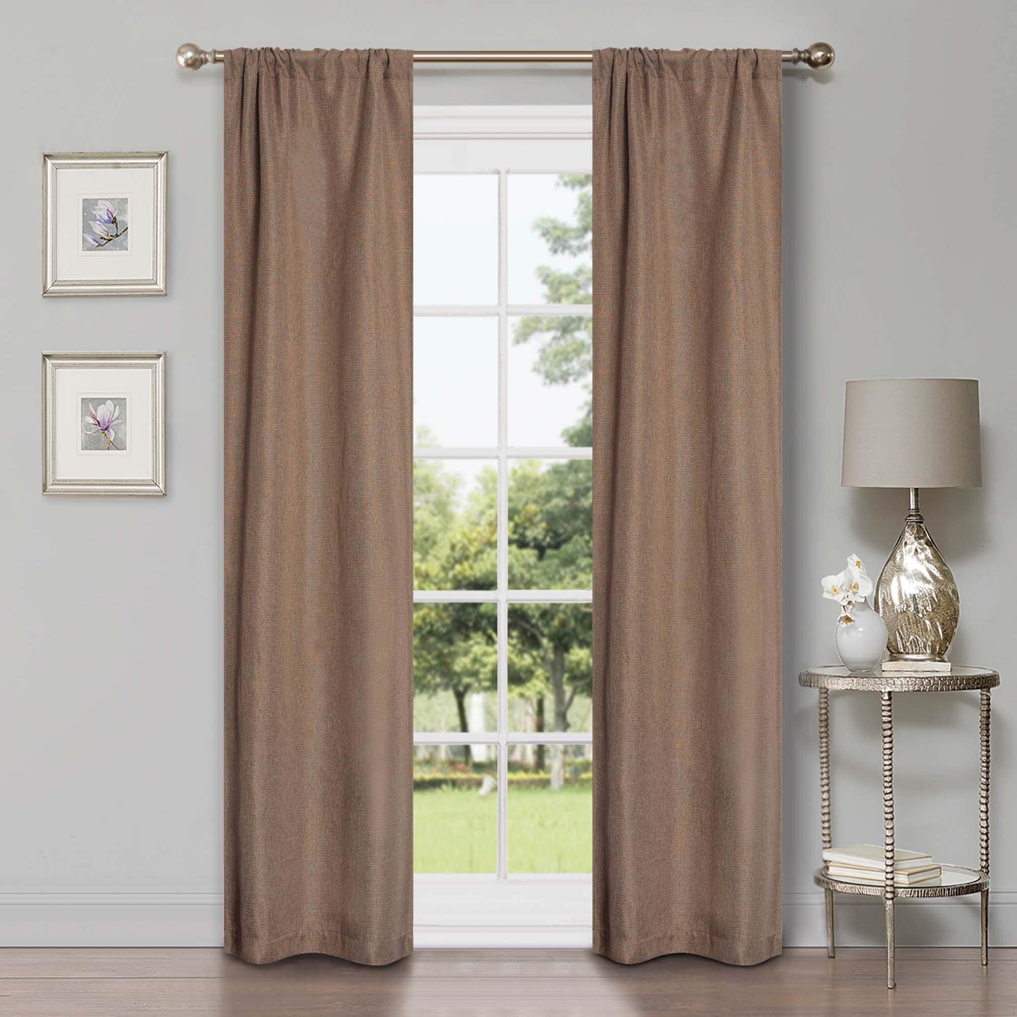 Superior Classic Linen Pattern Room Darkening Blackout Curtains, Rod Pocket or Grommets, Set of 2