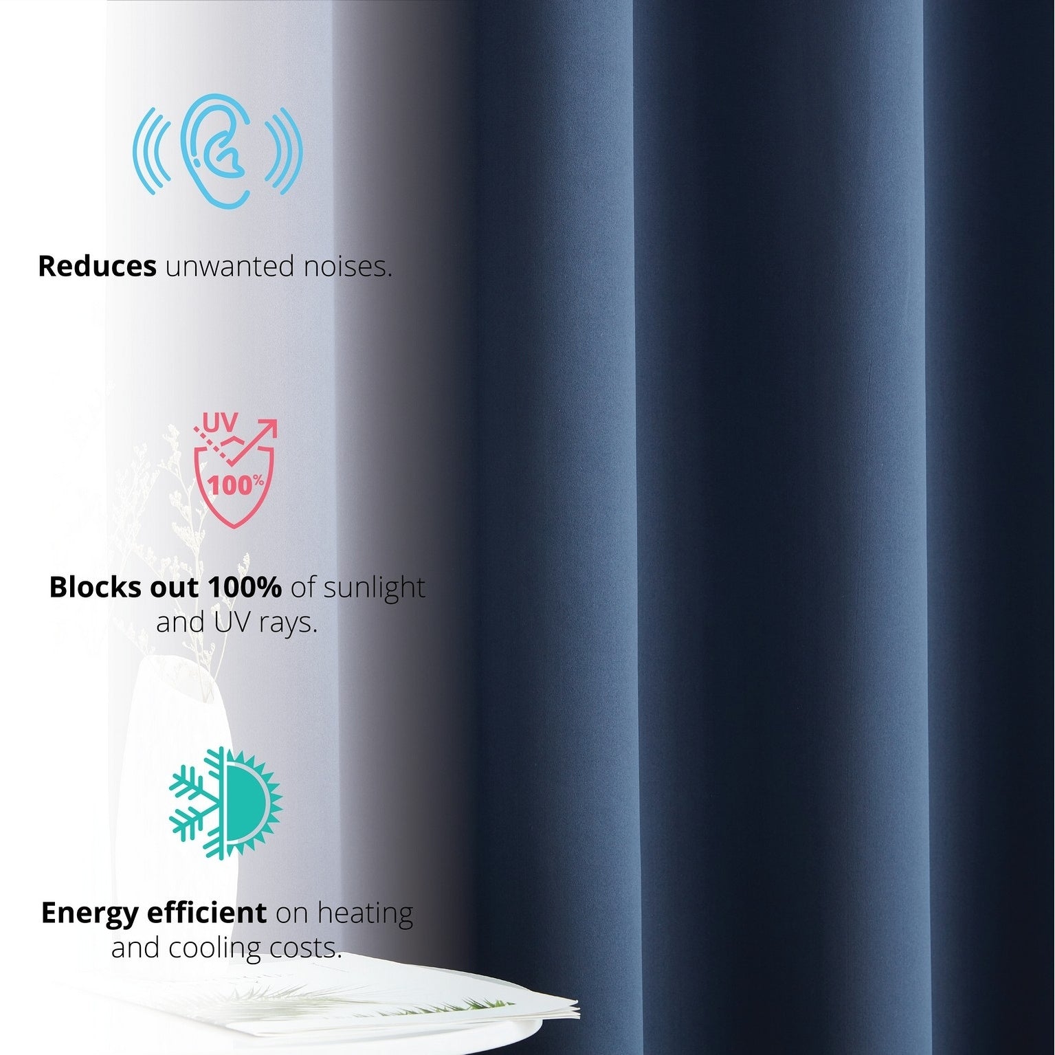 Dakota Complete Blackout Drapery Heavy Thermal Insulated Efficient Window Curtain Grommet Panels, 2 Panels