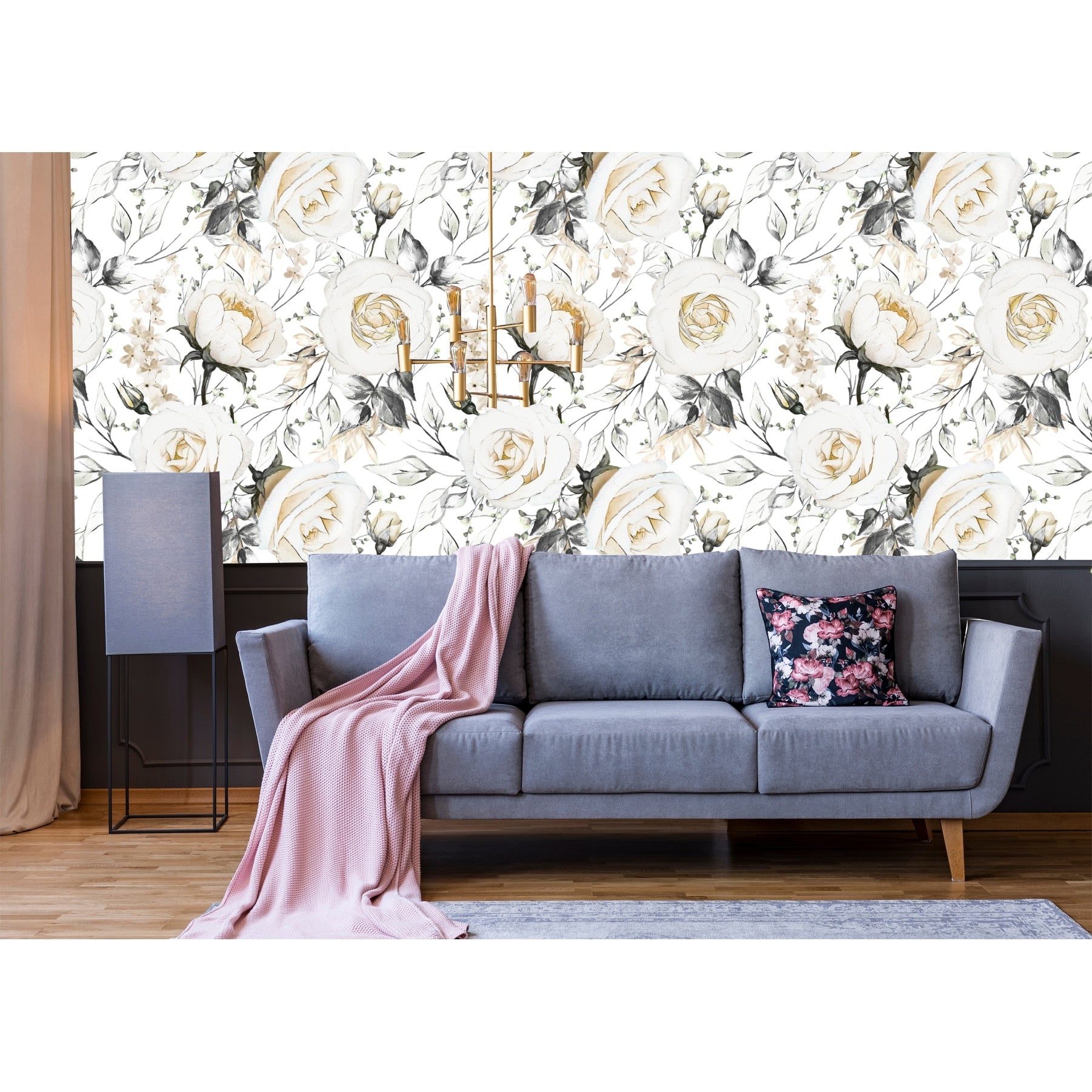 Oil Painted Roses Peel and Stick Vinyl Wallpaper - 24'' inch x 10'ft