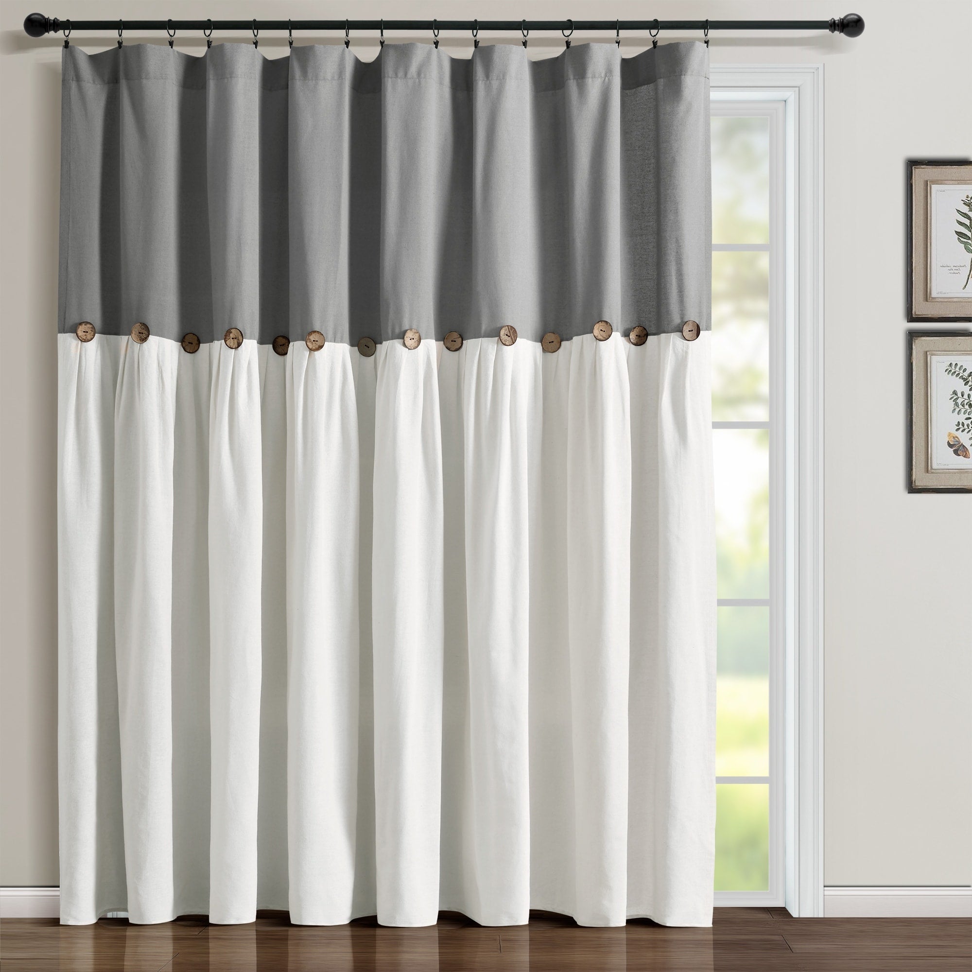 Lush Decor Linen Button Single Panel Window Curtain