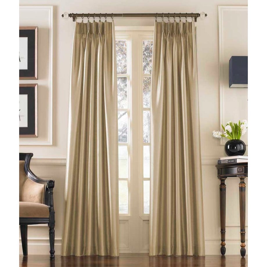 Marquee Faux Silk Pinch-pleat Solid Single Curtain Panel