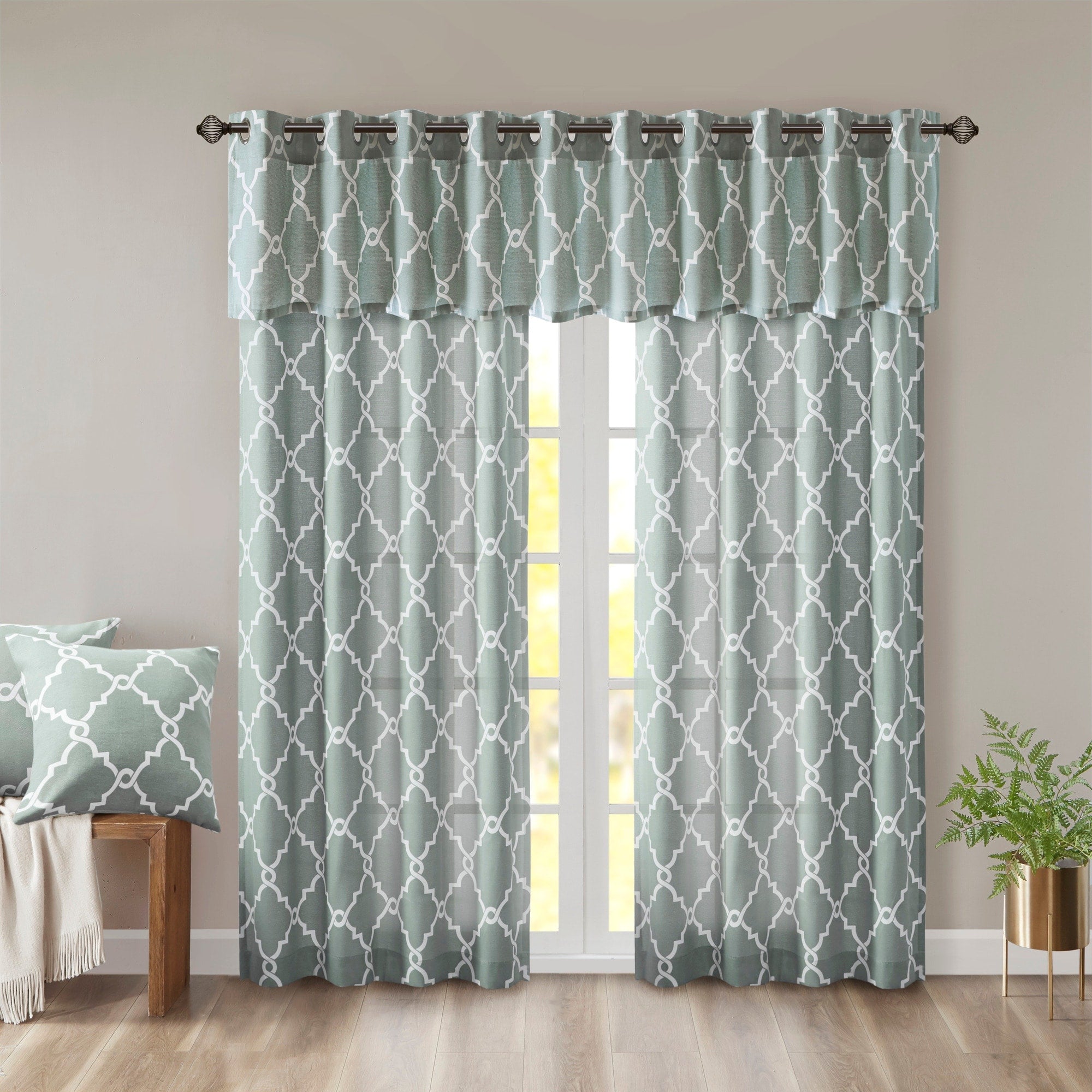 Madison Park Westmont Fretwork Print Grommet Top Window Single Curtain Panel