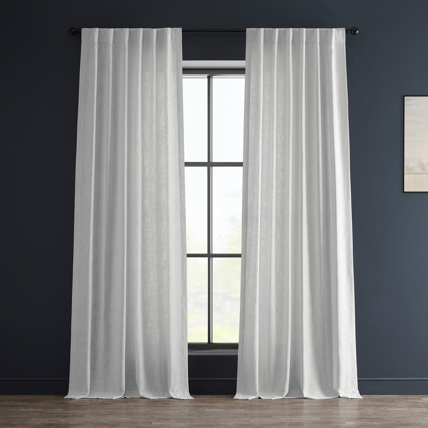 Exclusive Fabrics Heavy Faux Linen Light Filtering Curtains For Bedroom, Living Room (1 Panel)