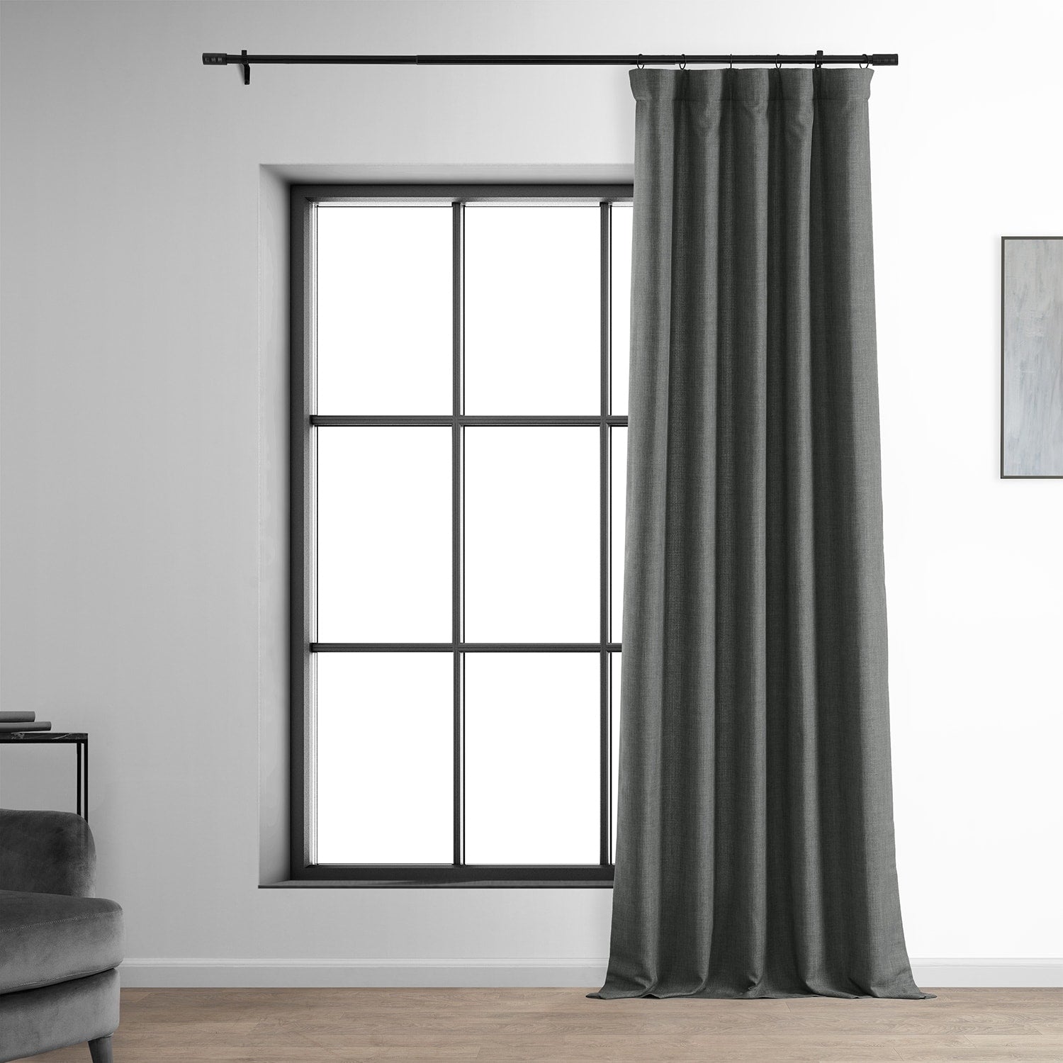 Exclusive Fabrics Italian Faux Linen Room Darkening Curtains for Bedroom & Living Room Curtains - Single Panel Window Curtains