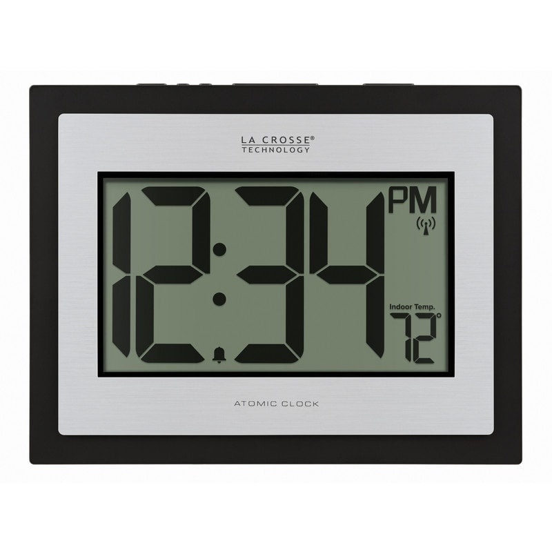 La Crosse Technology Atomic Digital Silver Clock with Temp