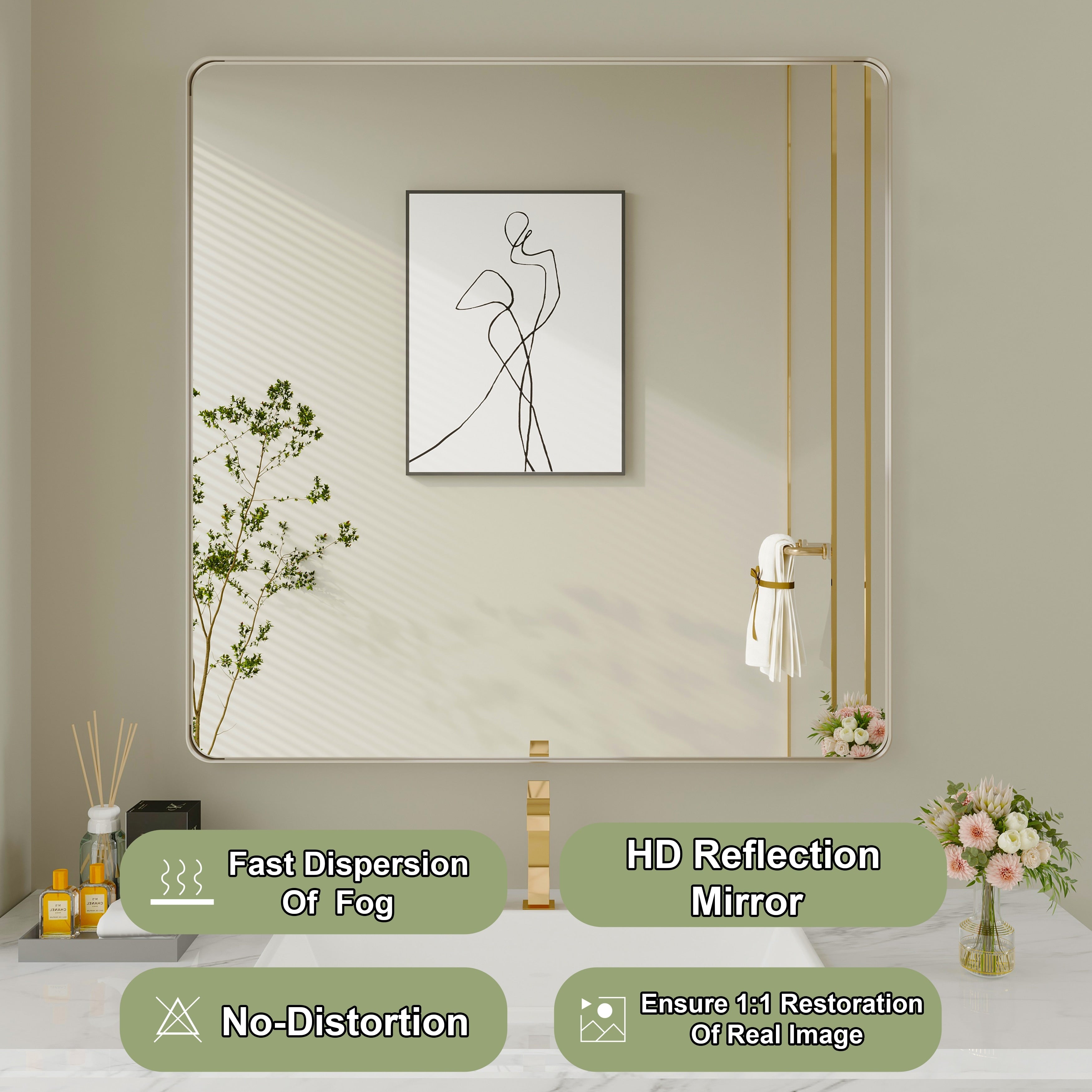 Framed Wall Mounted Bathroom Vanity Mirror