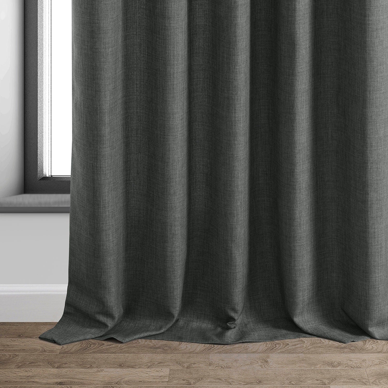 Exclusive Fabrics Italian Faux Linen Room Darkening Curtains for Bedroom & Living Room Curtains - Single Panel Window Curtains